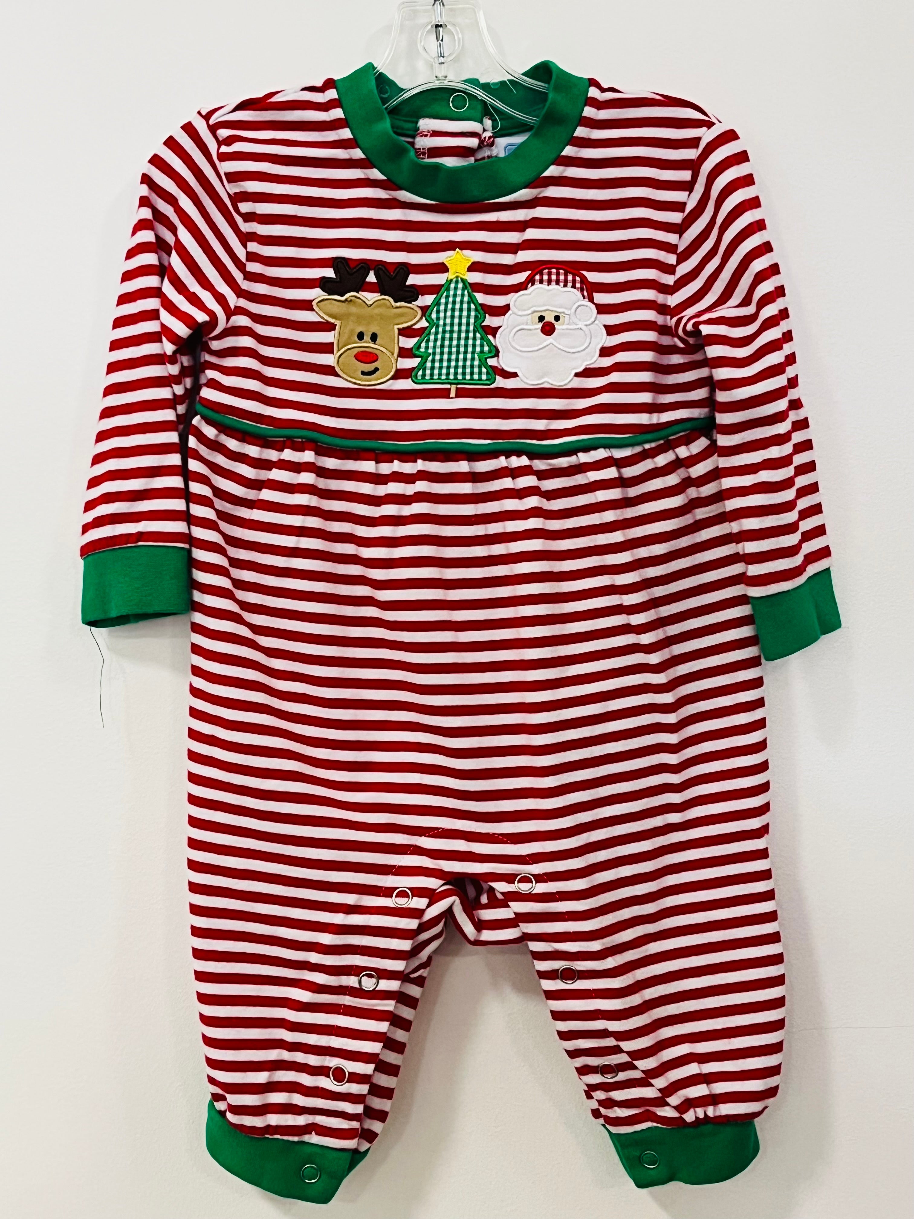 Romper Red Stripe Santa Trio - 6mo