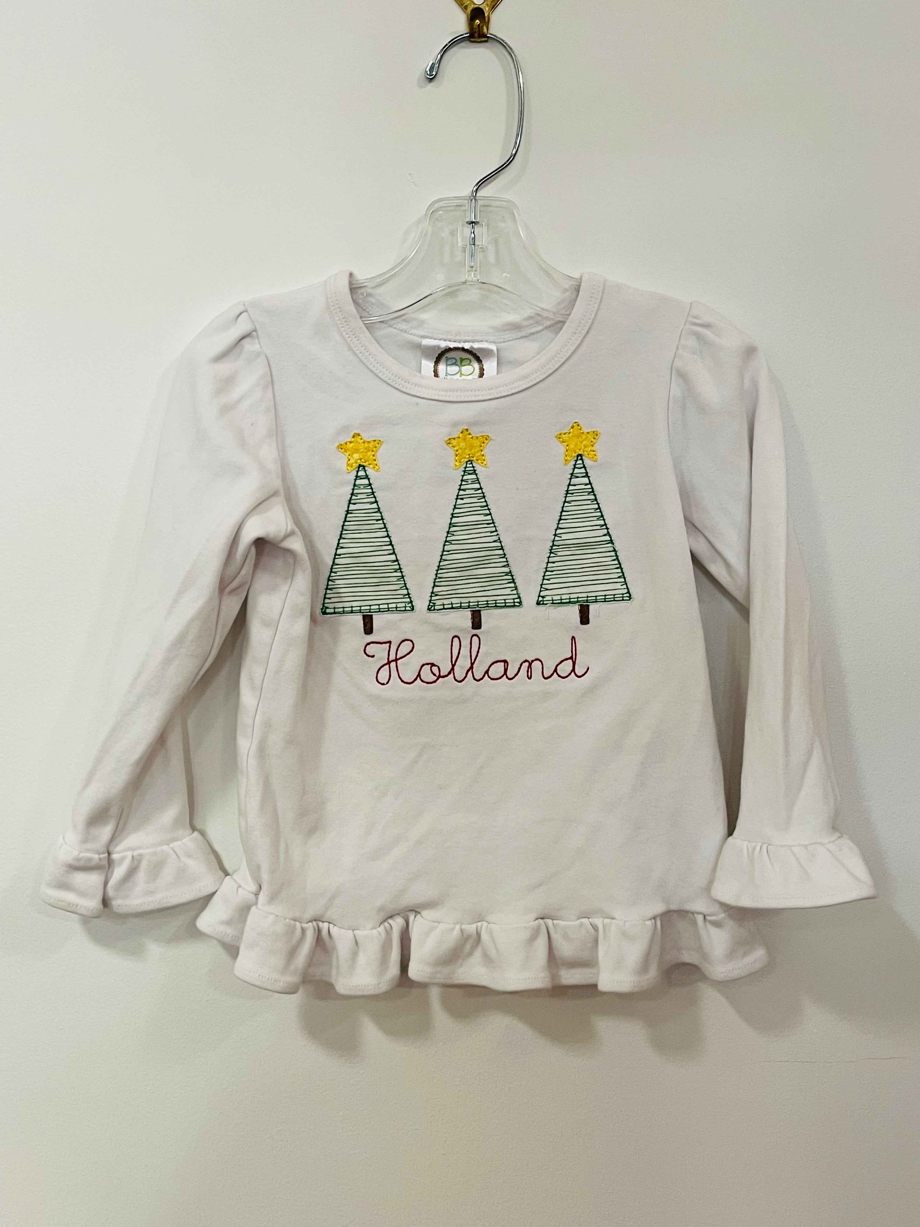 Shirt White Christmas Tree Holland - 3T