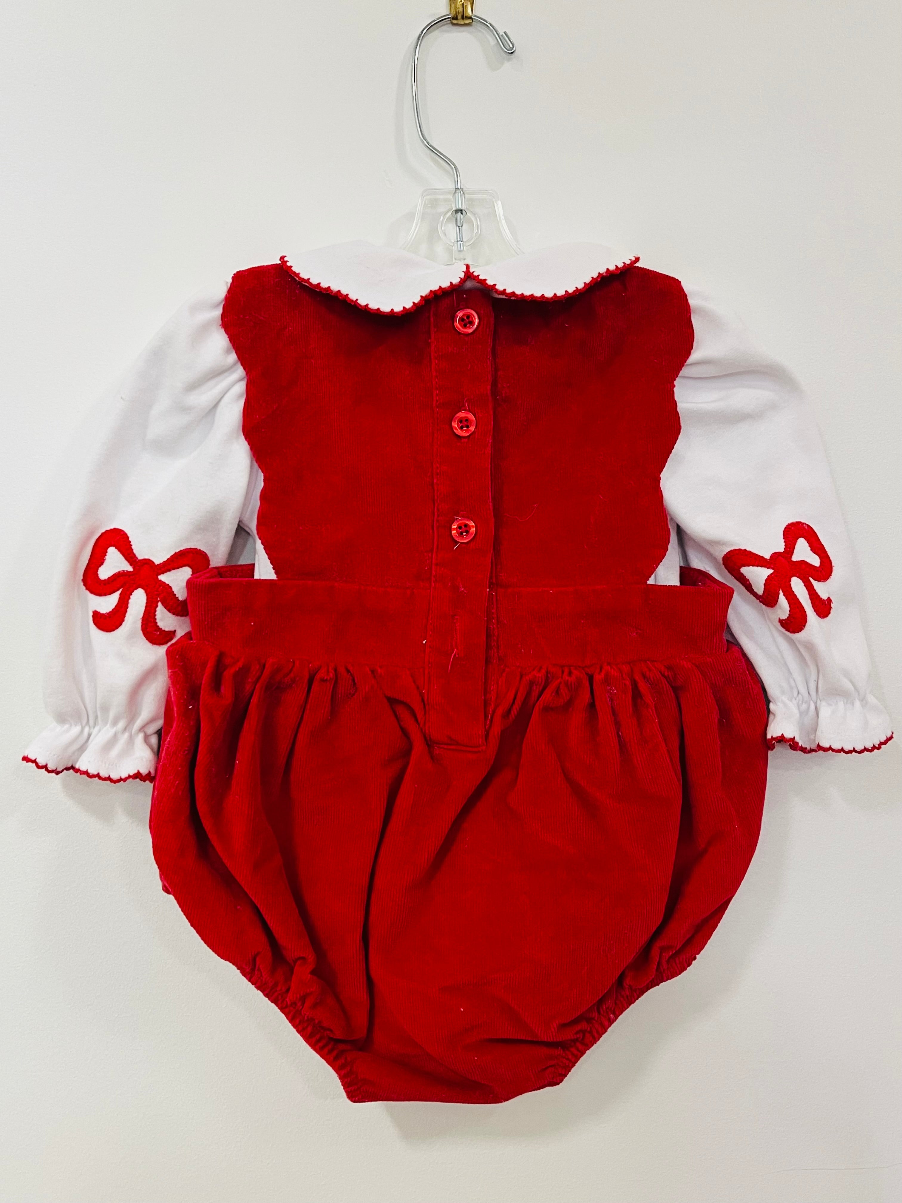 Bubble  Red Cord Bow Onesie - 6mo