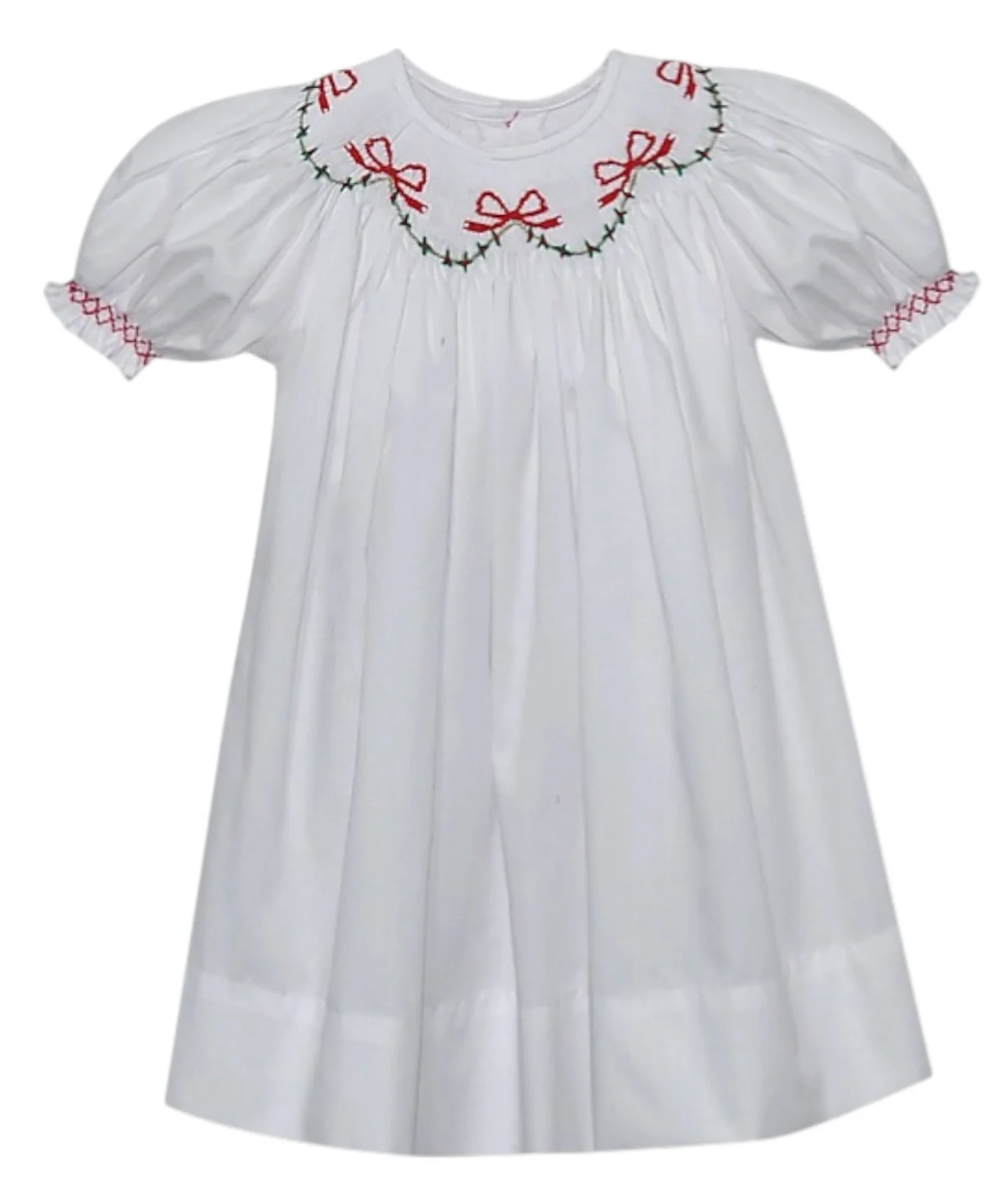 Dress Bishop White Christmas Ribbons