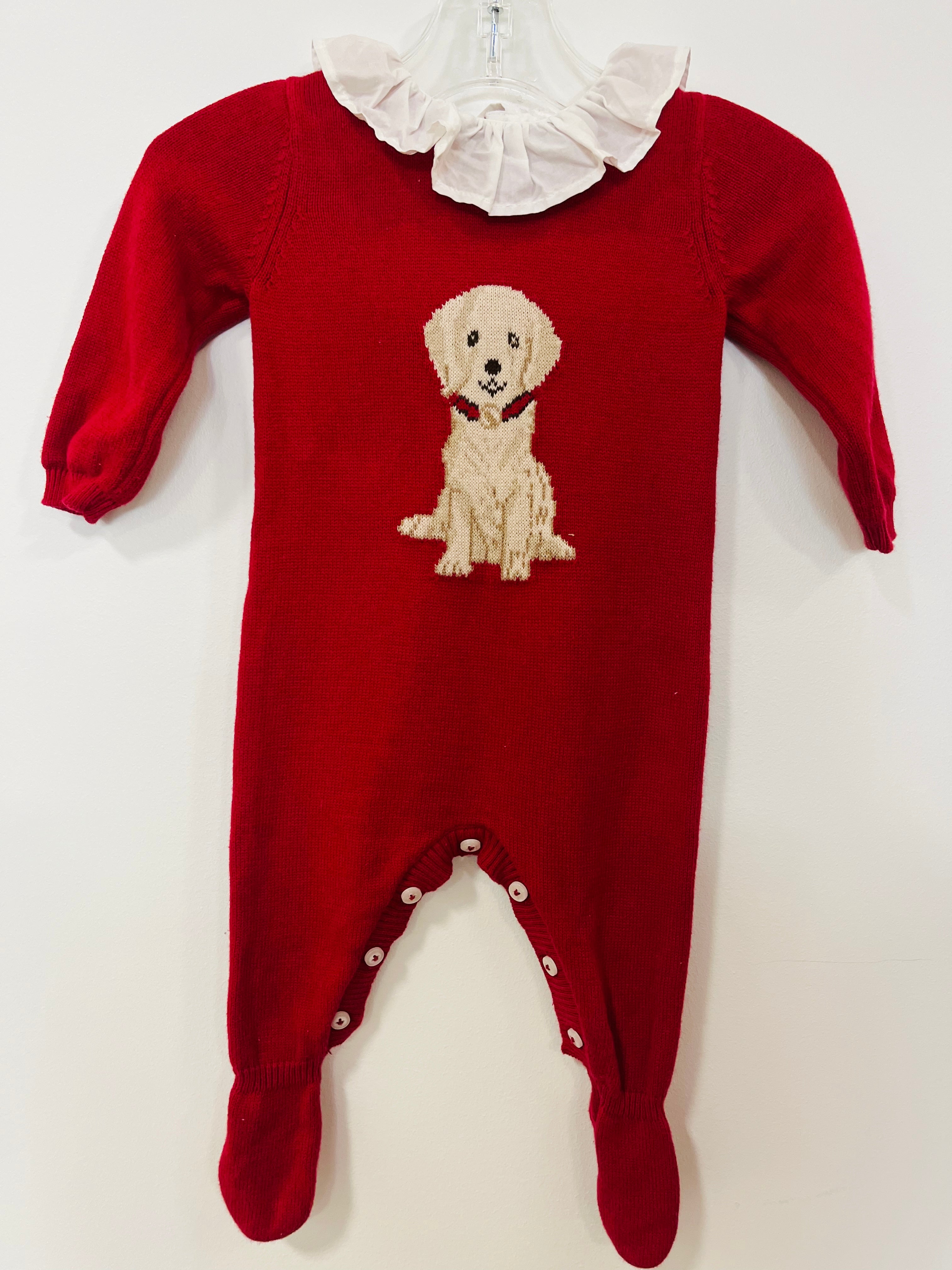 Footie Red Dog - 3 month