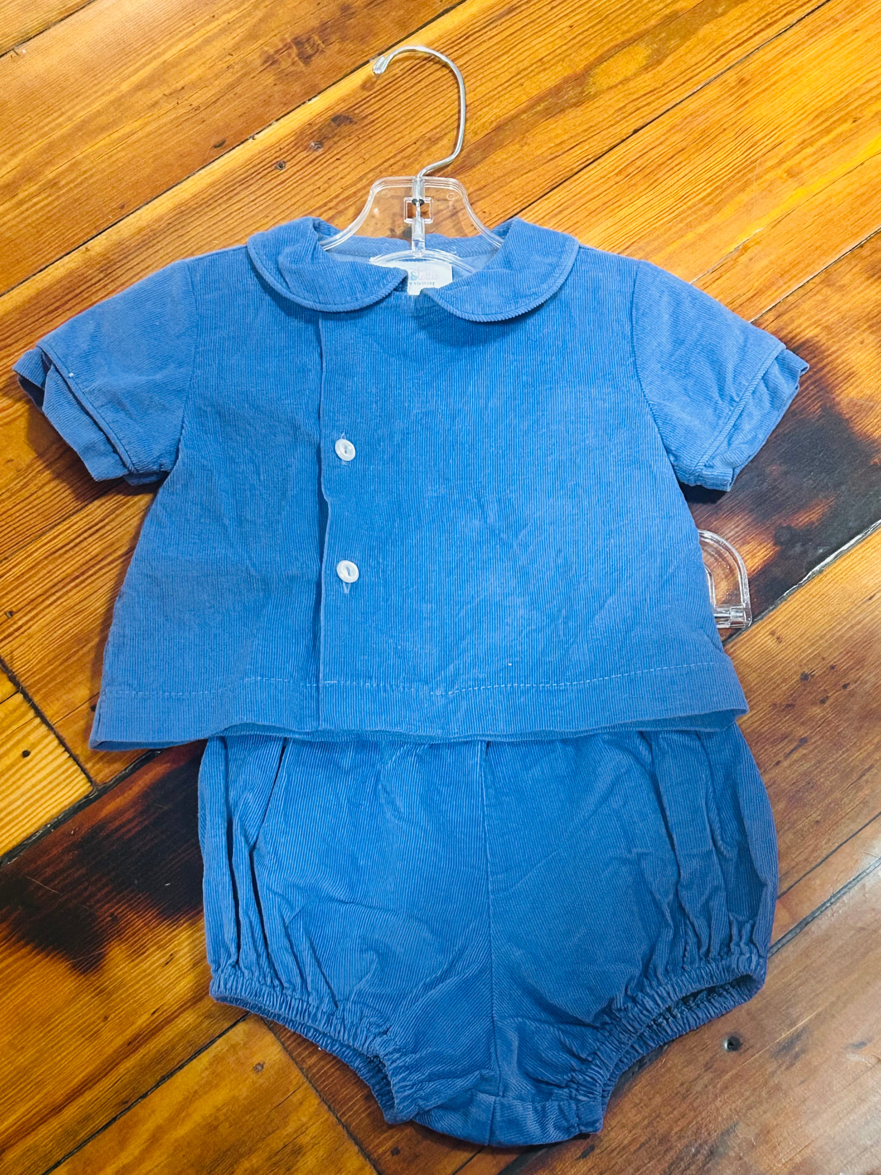Diaper Set Blue Corduroy - 9month