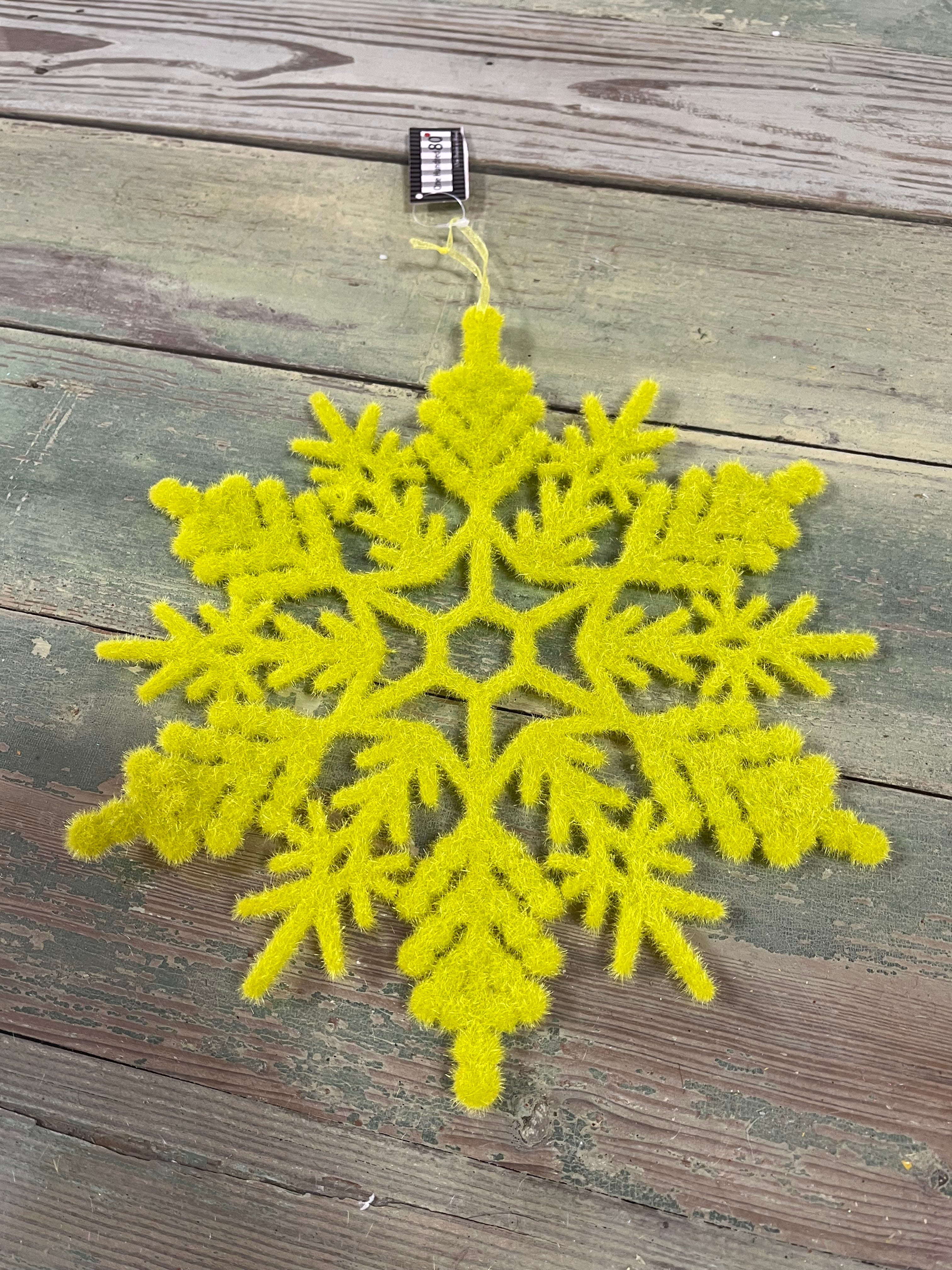 Snowflake Flocked 12" Lime