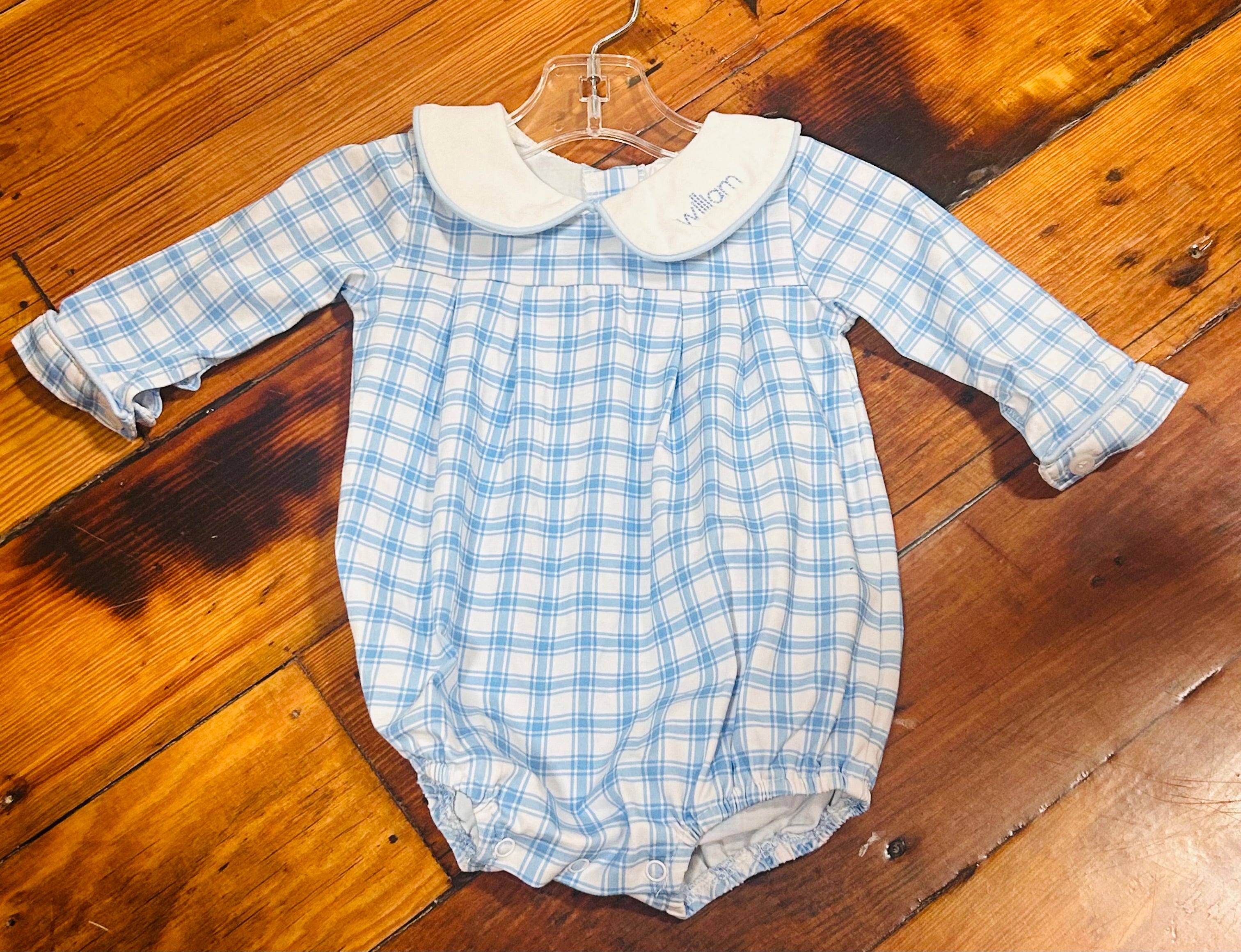 Bubble Blue Gingham "William" Collar - 6month