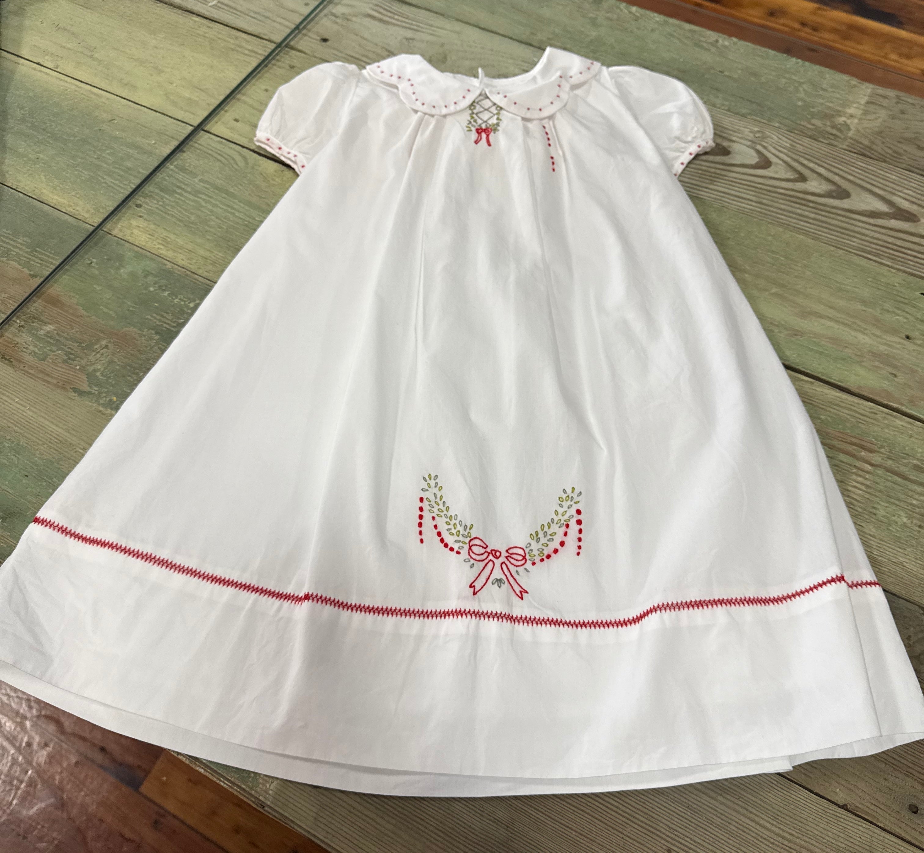 Dress White Christmas Embroidery - 4T
