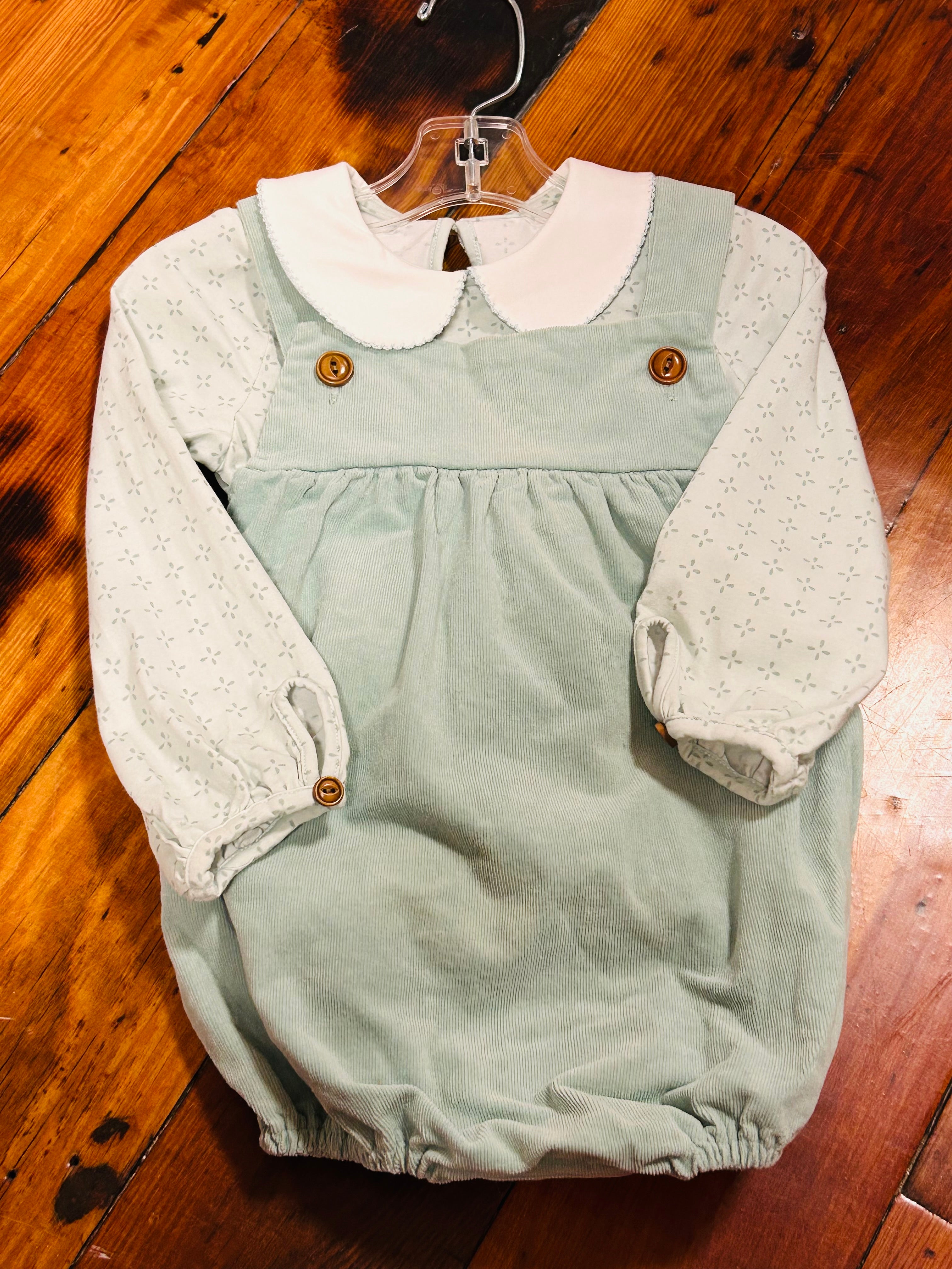 Bubble Green Corduroy Collar Shirt - 2T