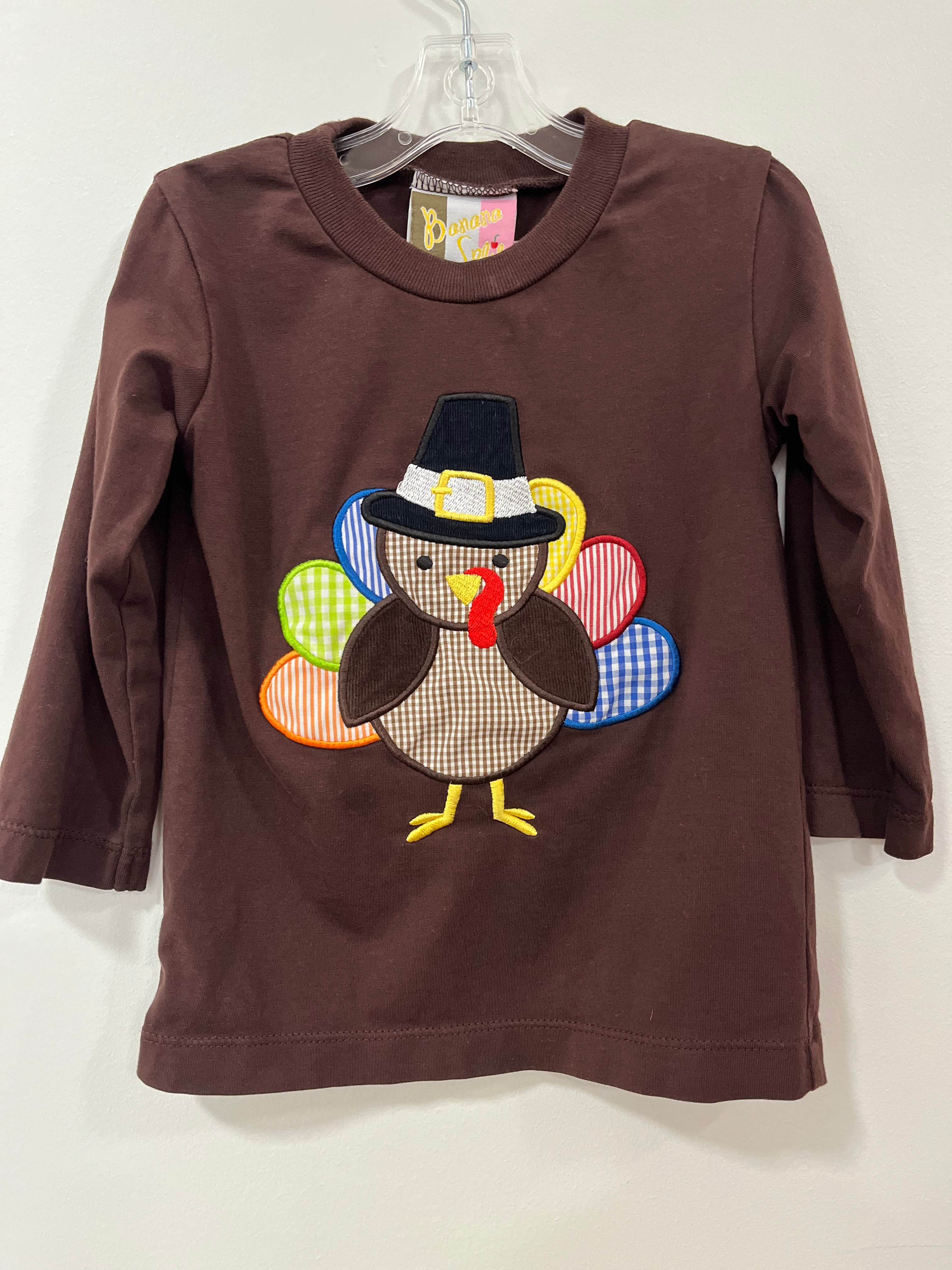 Tee LS Brown Turkey Applique - 12-18month