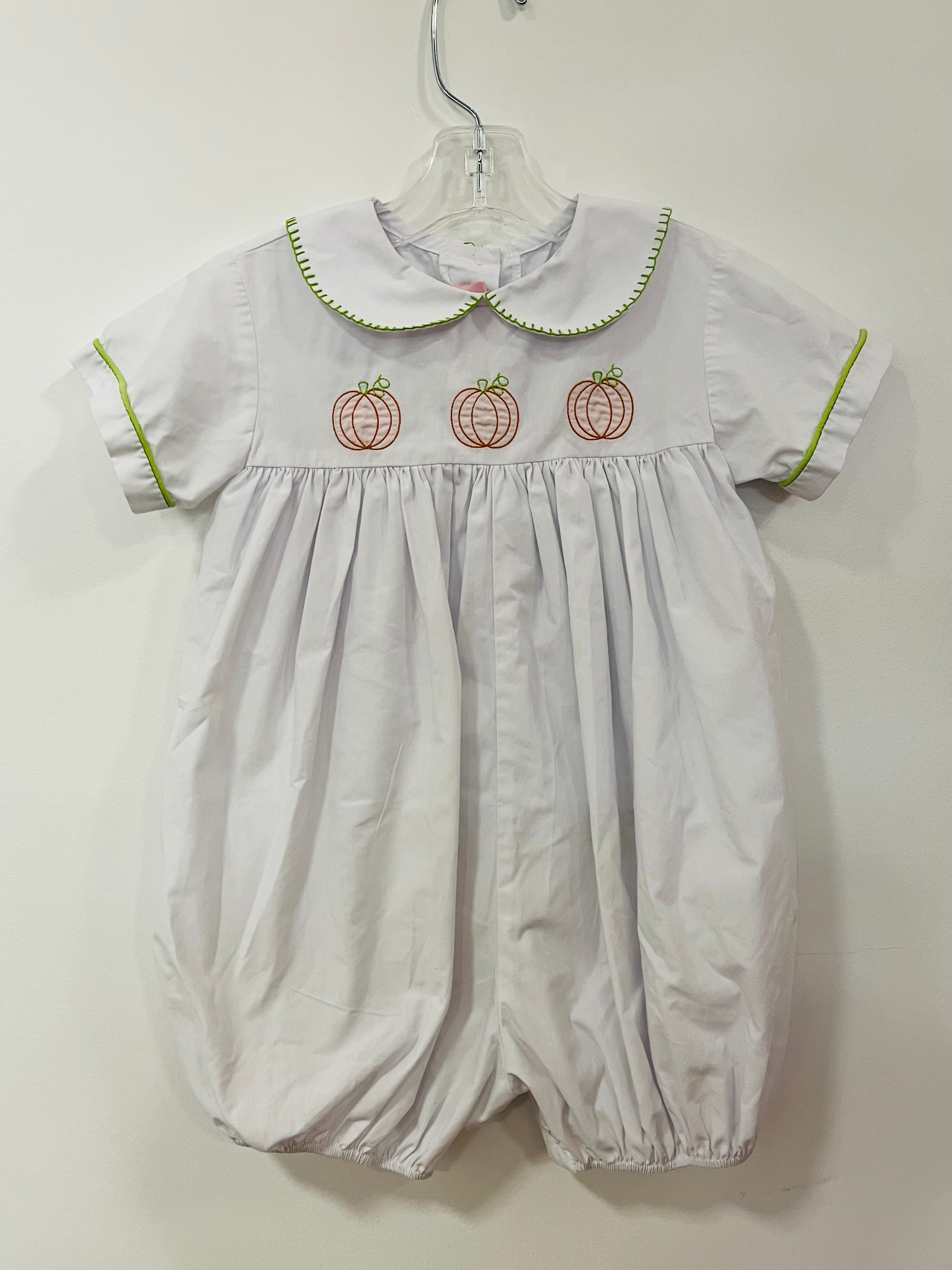 Bubble White Embroid Pumpkins - 24mo