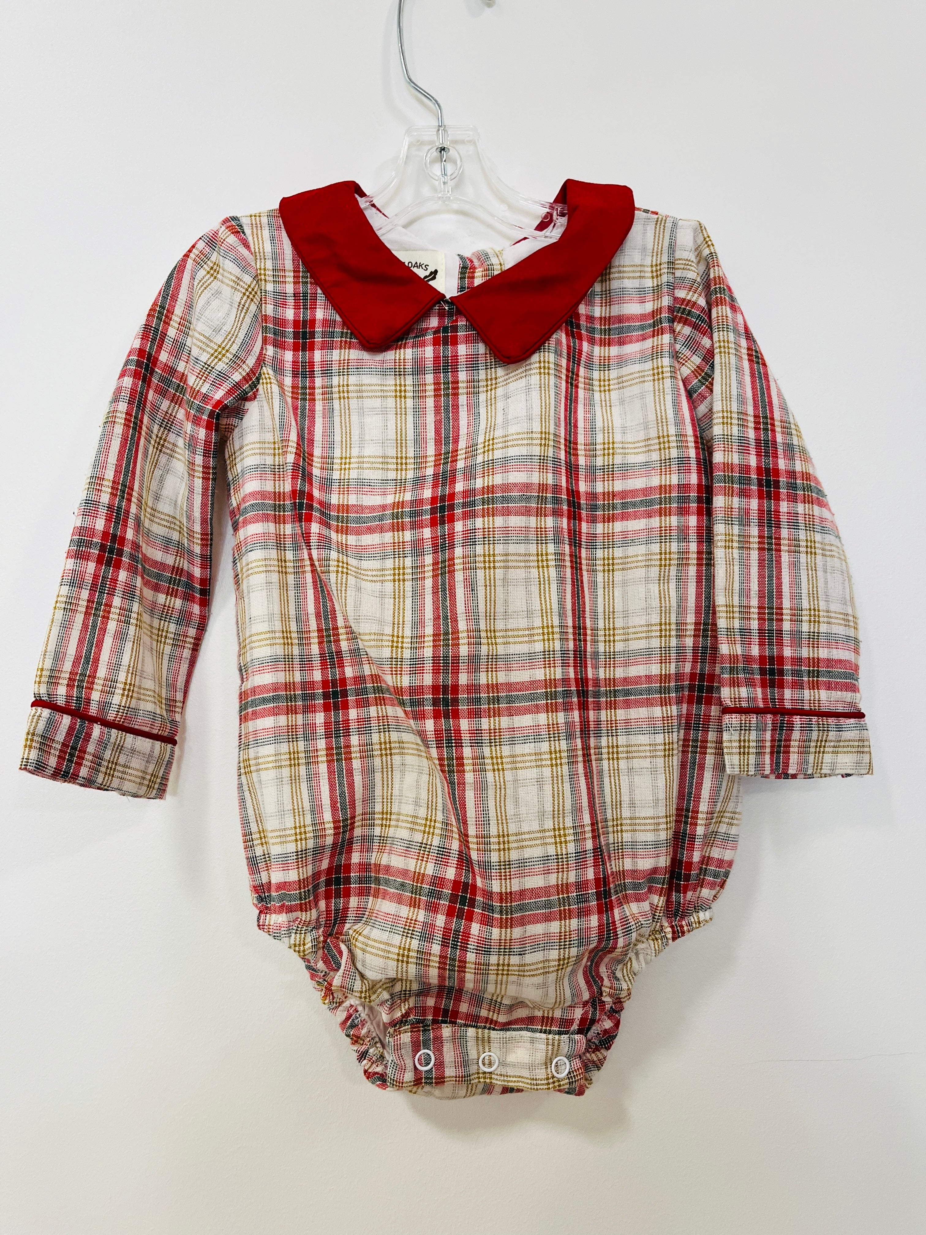 Bubble LS Plaid Red Collar - 12mo