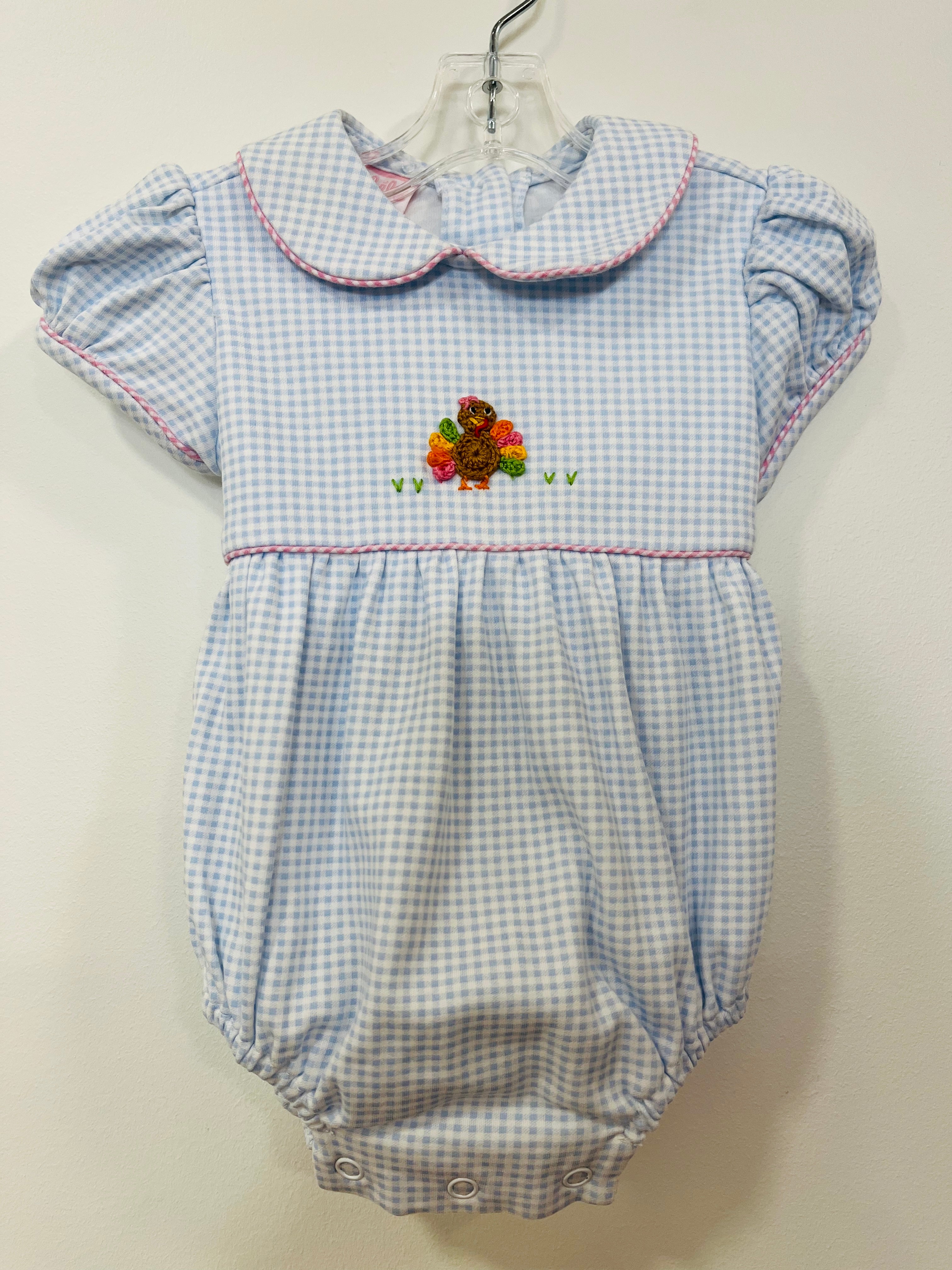 Bubble Blue Gingham Turkey - 3mo