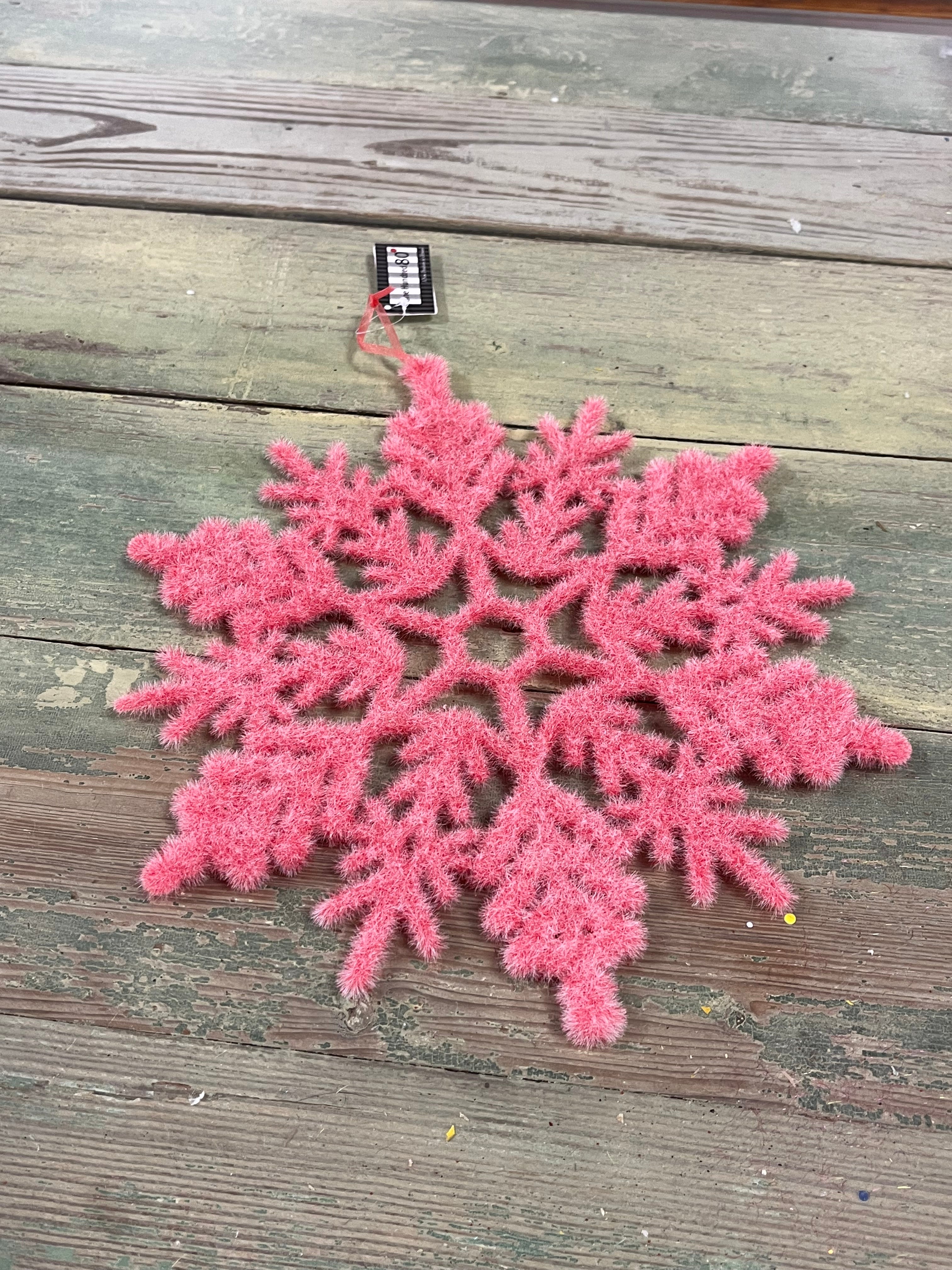 Snowflake Flocked 12" Pink