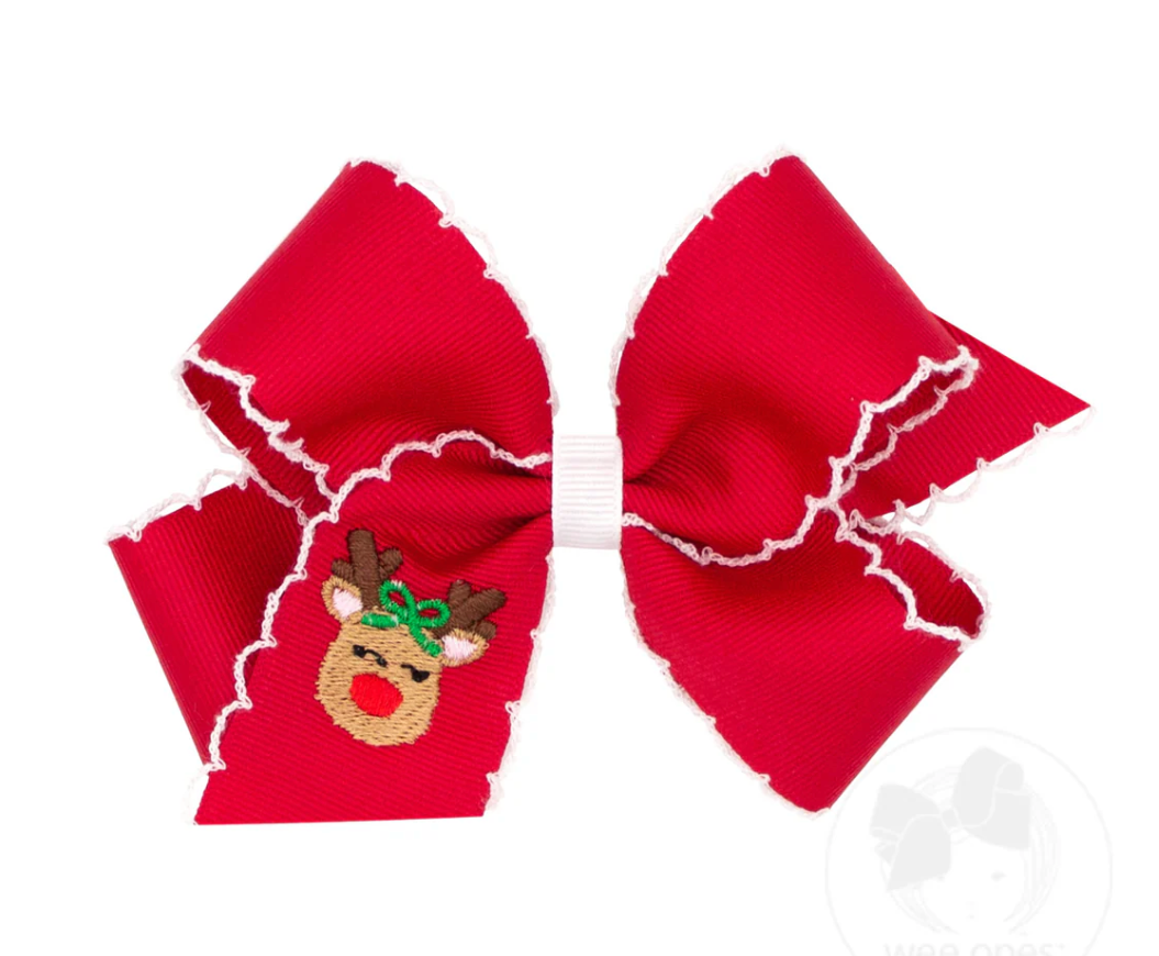 Medium GG Bow Moonstitch -Reindeer-Red
