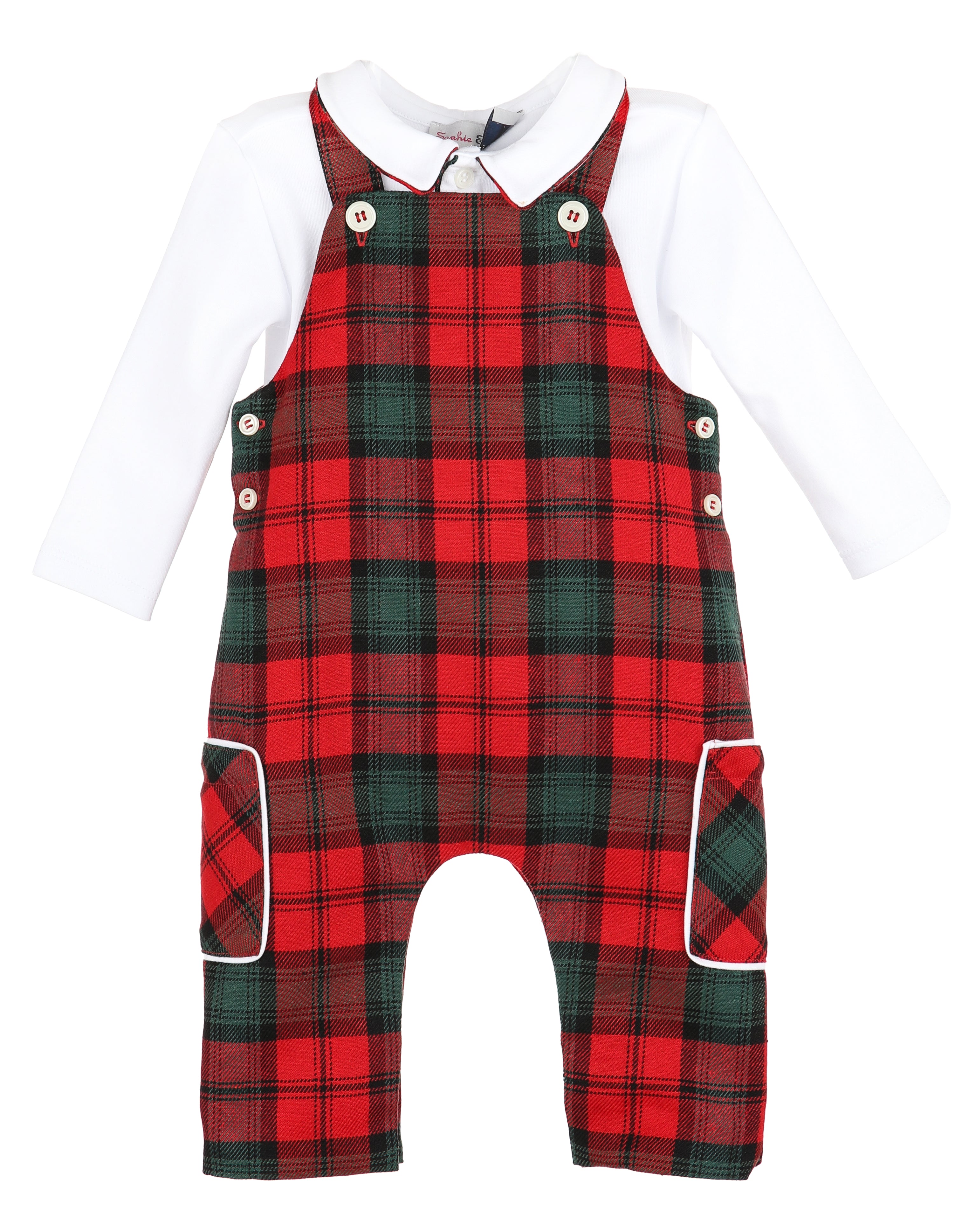 Overall Set Red/Grn Plaid