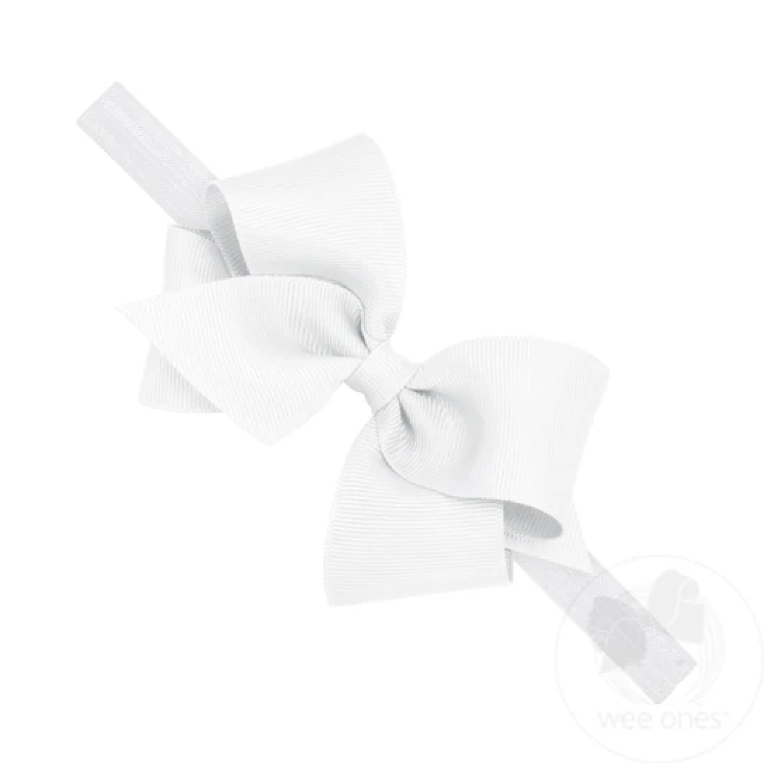 Small Classic Grosgrain Girls Hair Bow on Baby Headband
