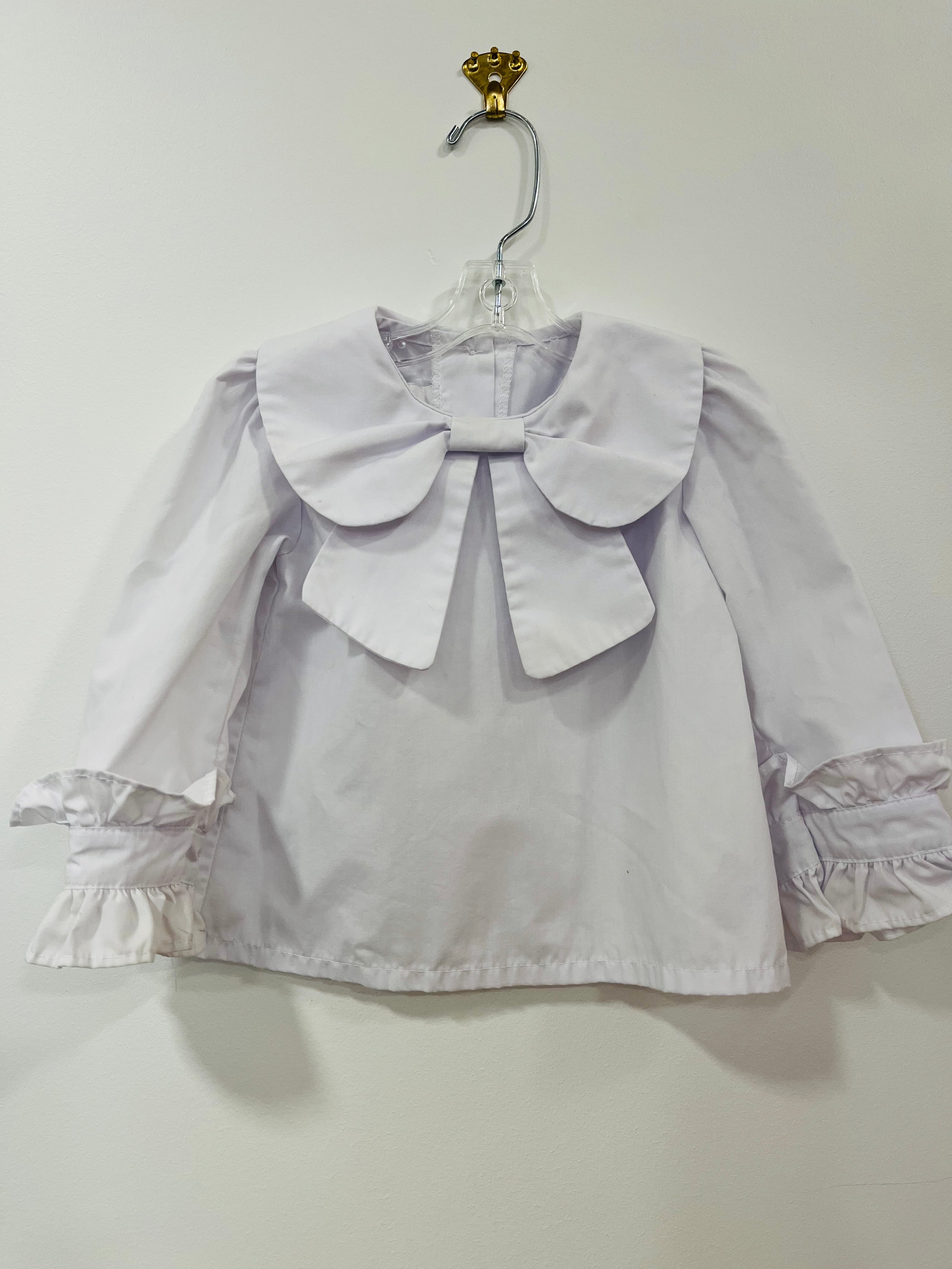 Shirt LS White Bow - 18m