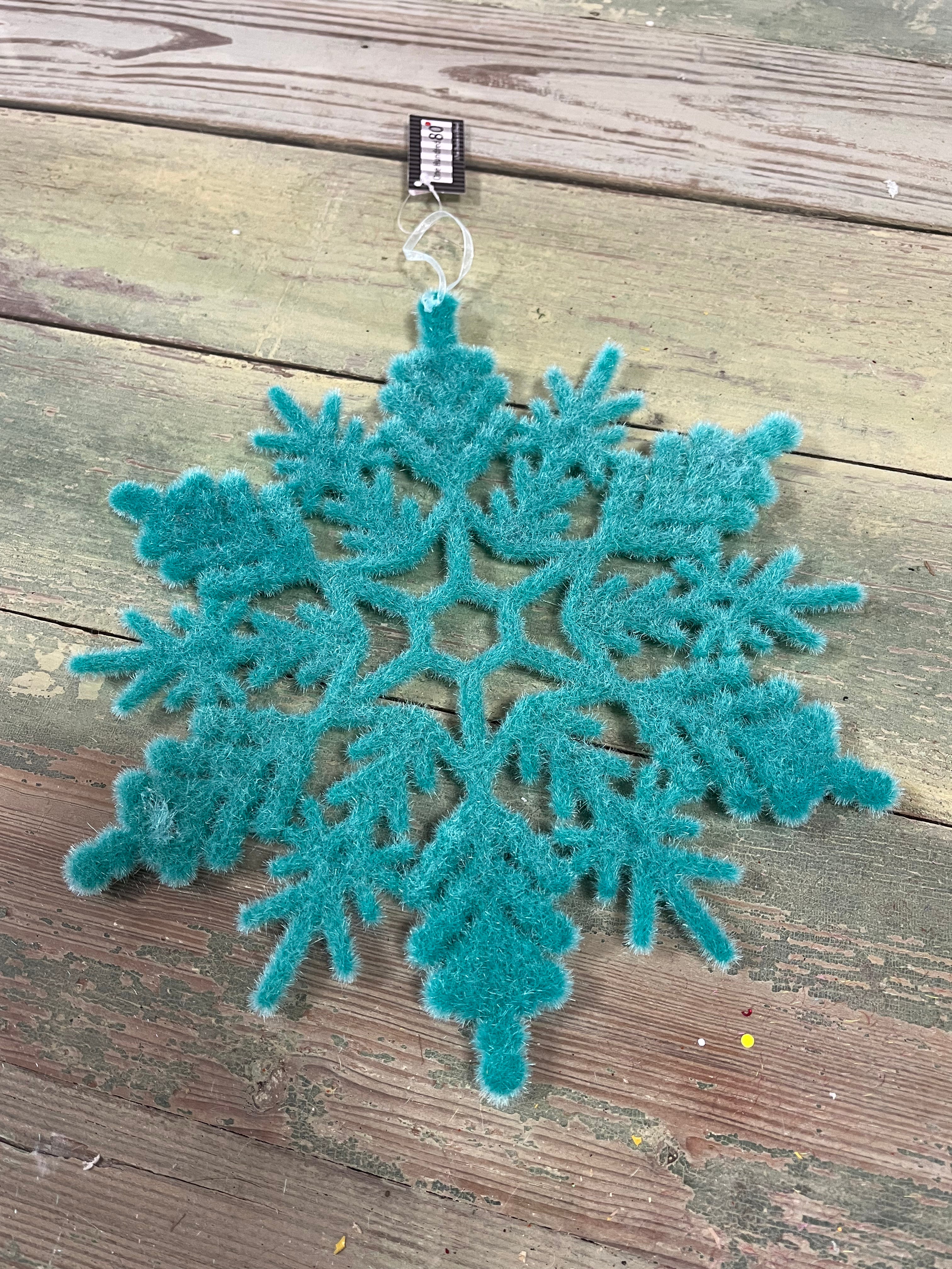 Snowflake Flocked 12" Aqua