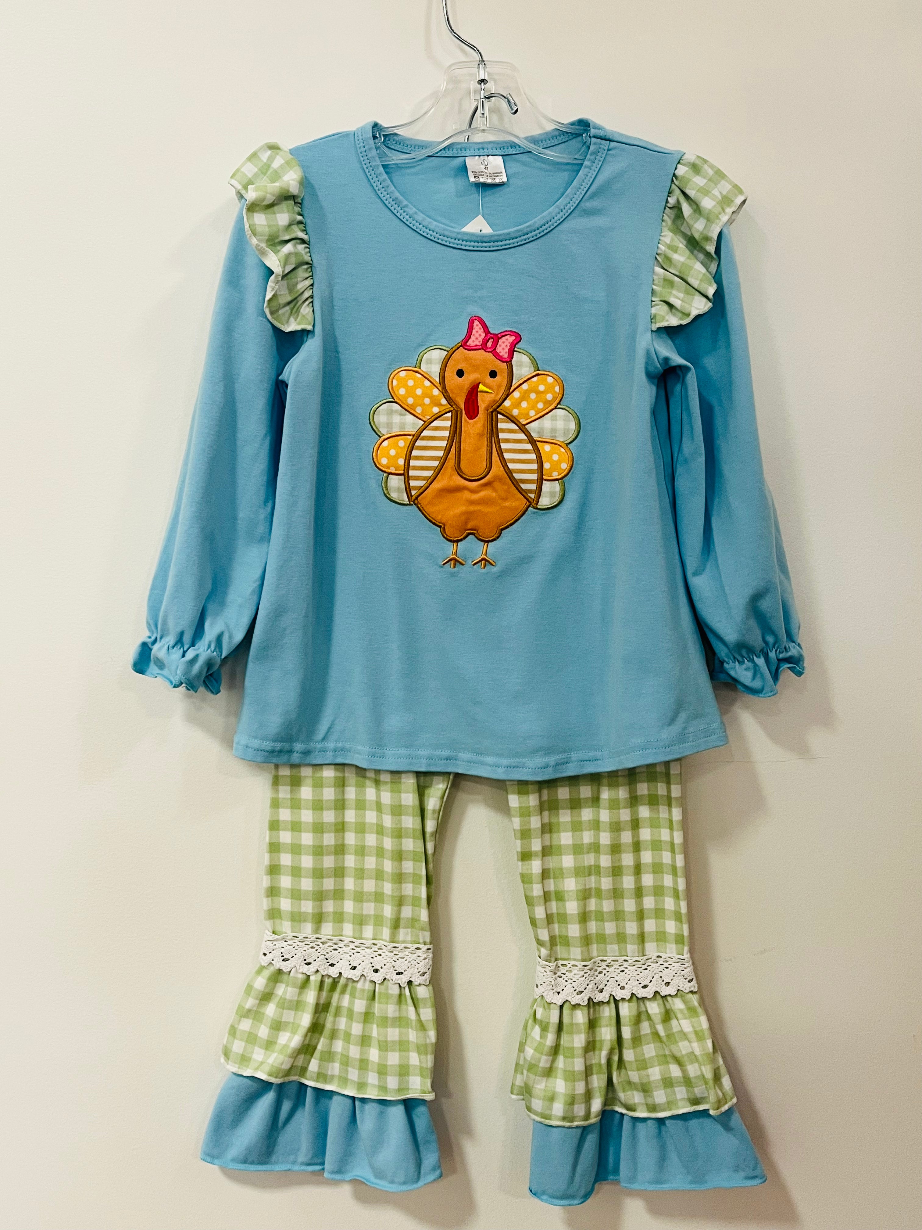 Pant Set Aqua Gingham Turkey - 4T