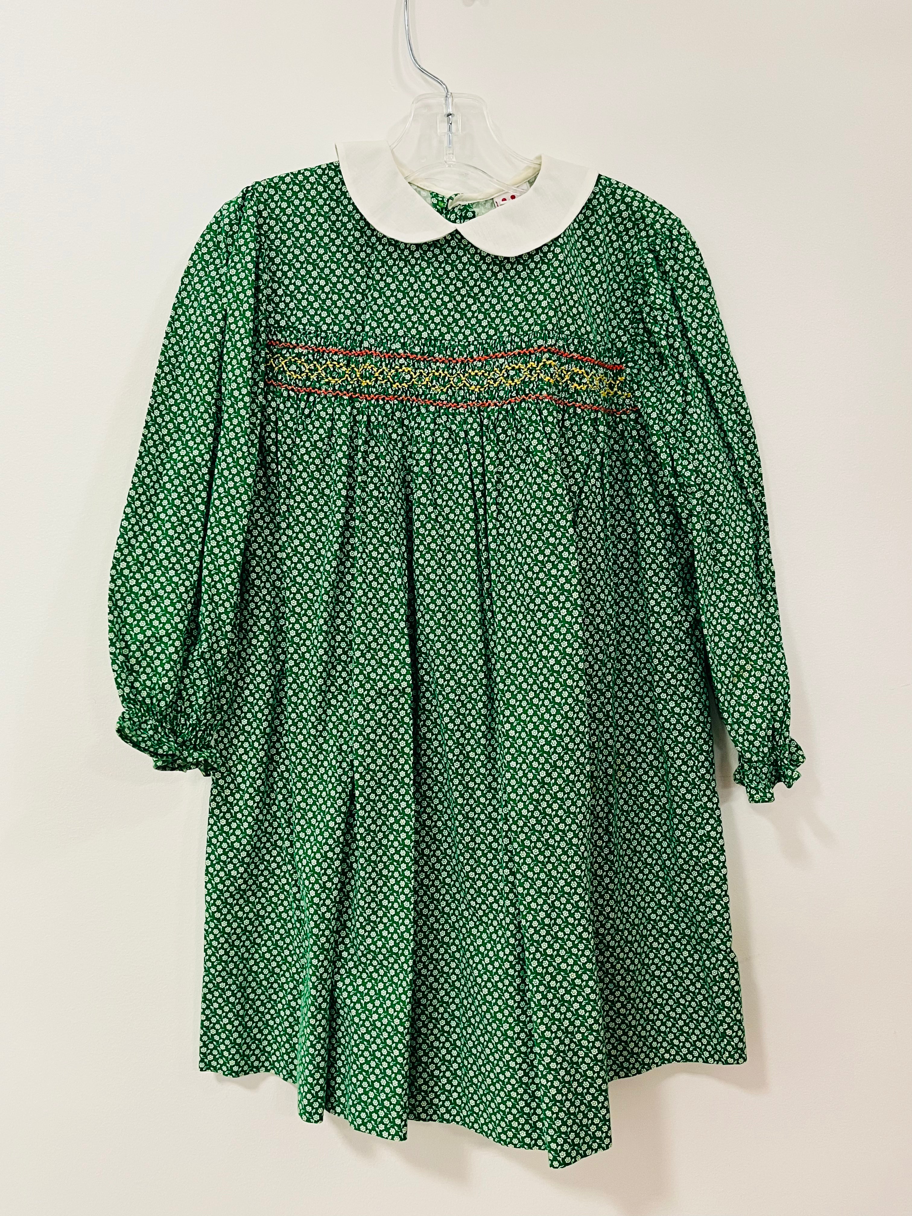 Dress Smock Green Floral - 6X