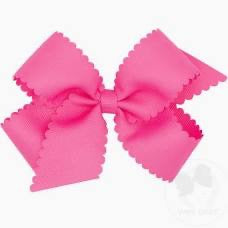 Med GG Bow with Scallop - Hot Pink