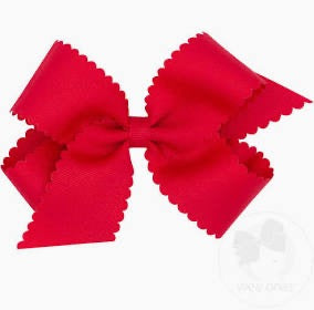 Med GG Bow with Scallop - Red