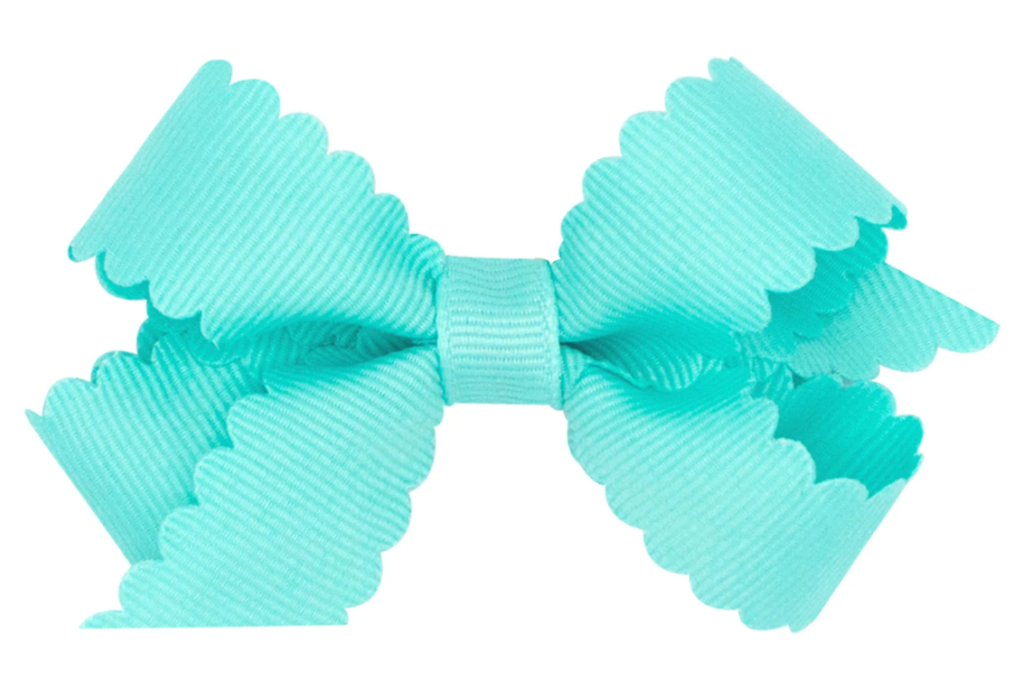 Mini GG Hair Bow Scalloped - New Aqua