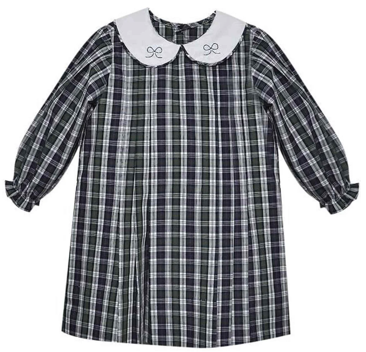 Dress Plaid Bow Embroidery