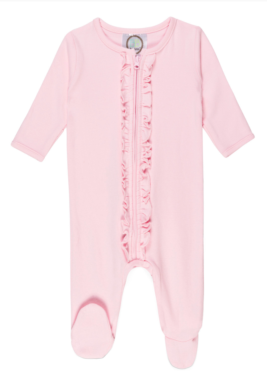 Footie Pink Ruffle Zip - Yates