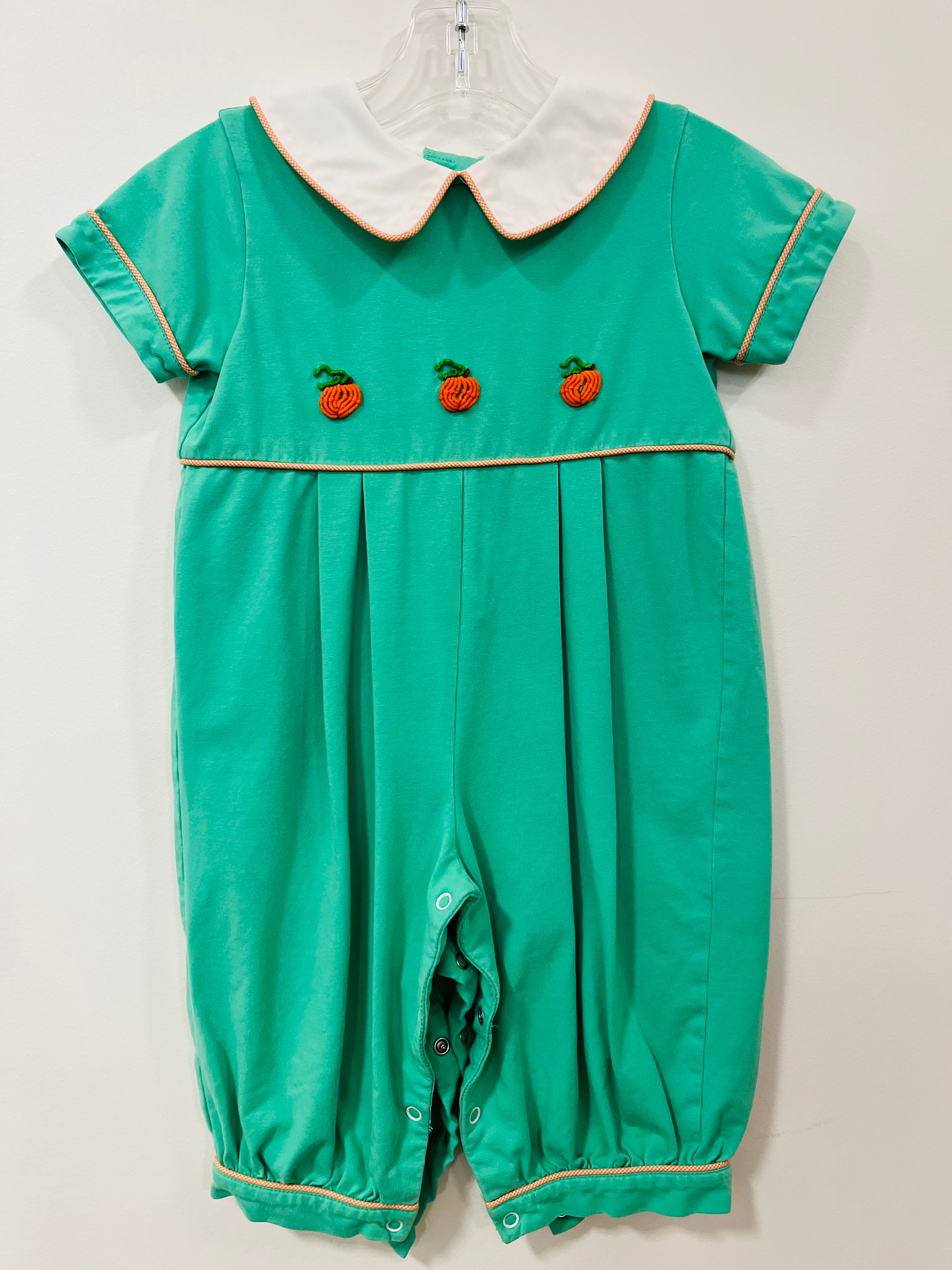 Romper Green SS Pumpkins - 12m