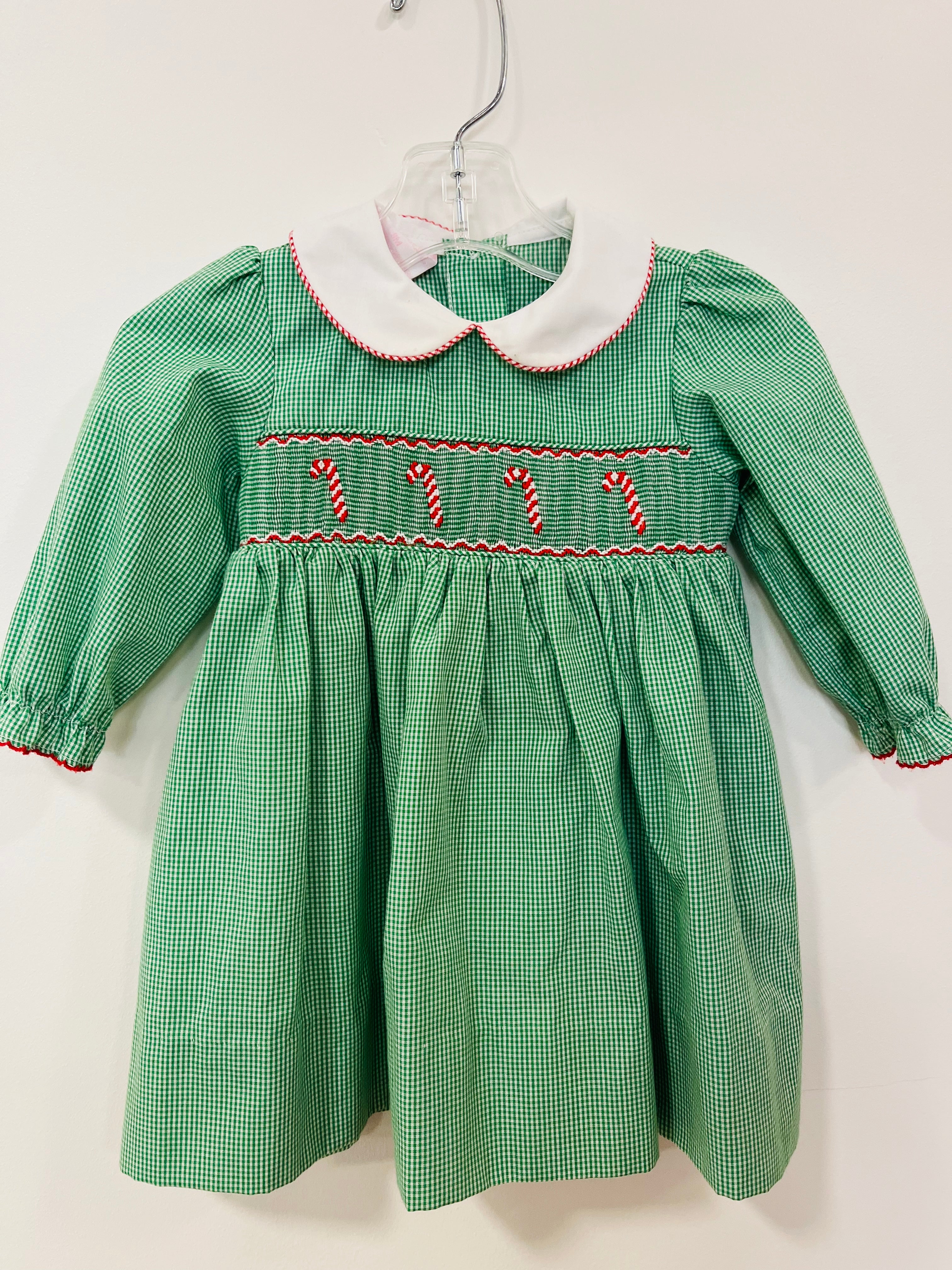 Dress Gingham Smock Candy Canes - 9mo