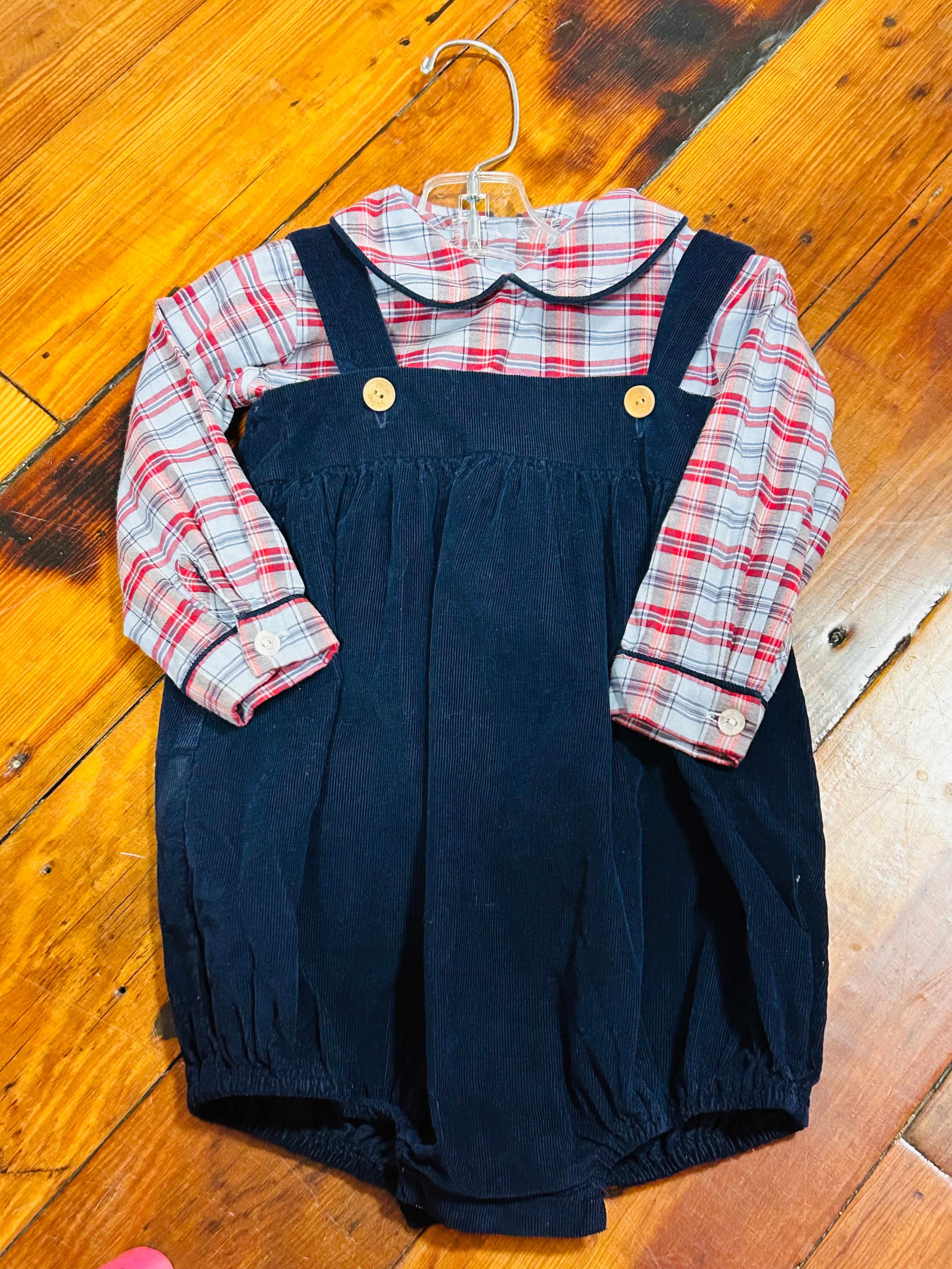 Bubble Navy Corduroy Plaid Shirt - 18mo