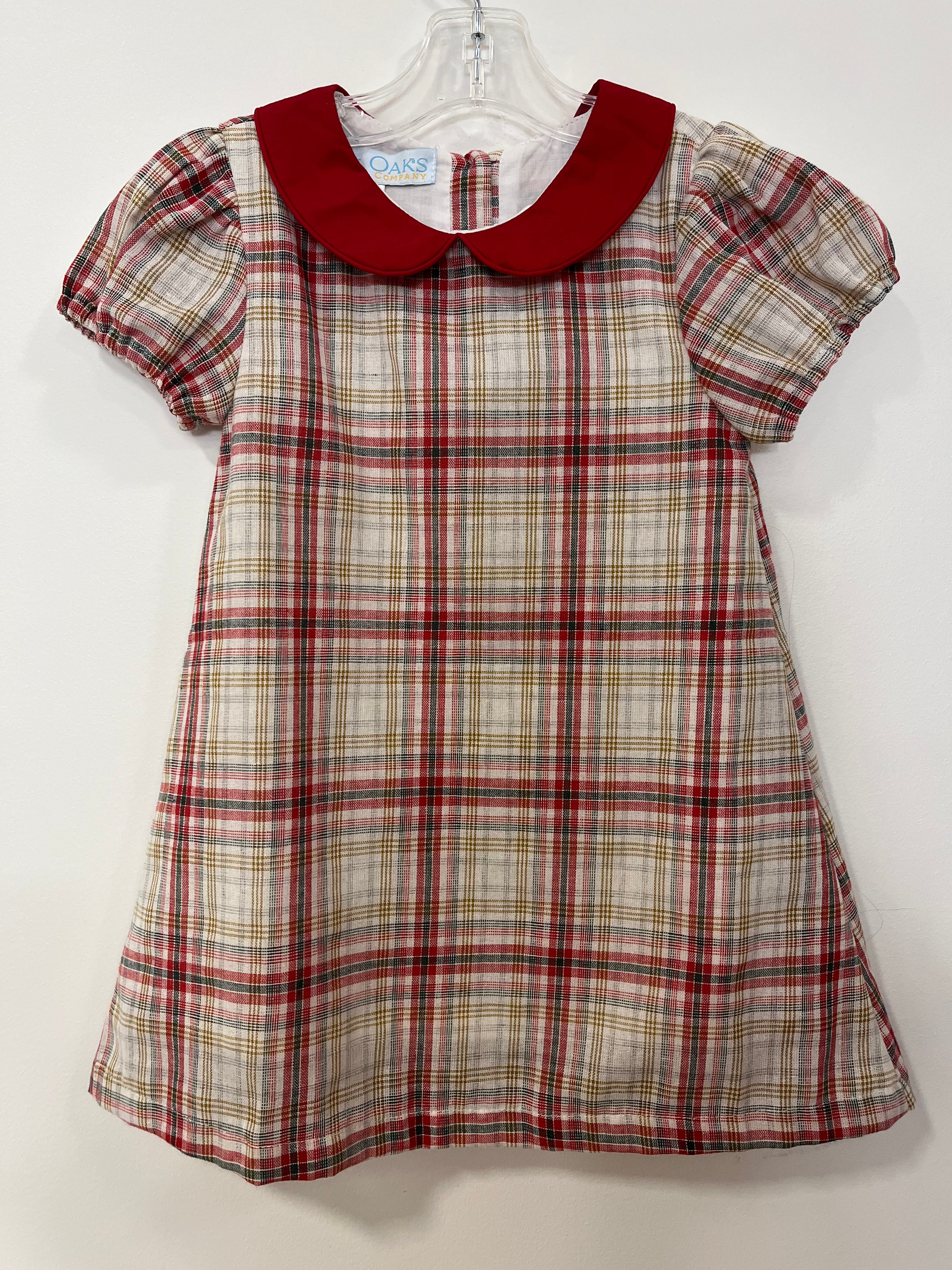 Dress Plaid Red Collar - 3T