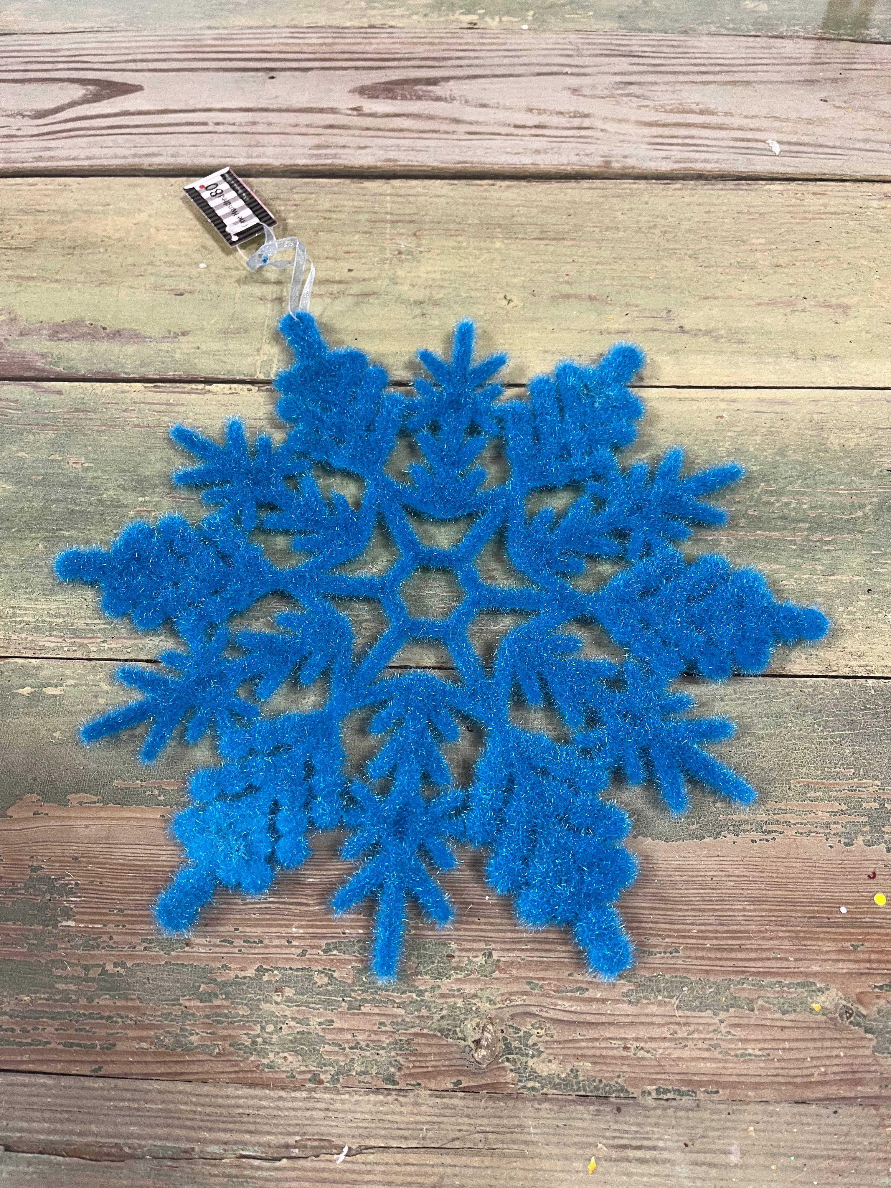 Snowflake Flocked 12" Blue