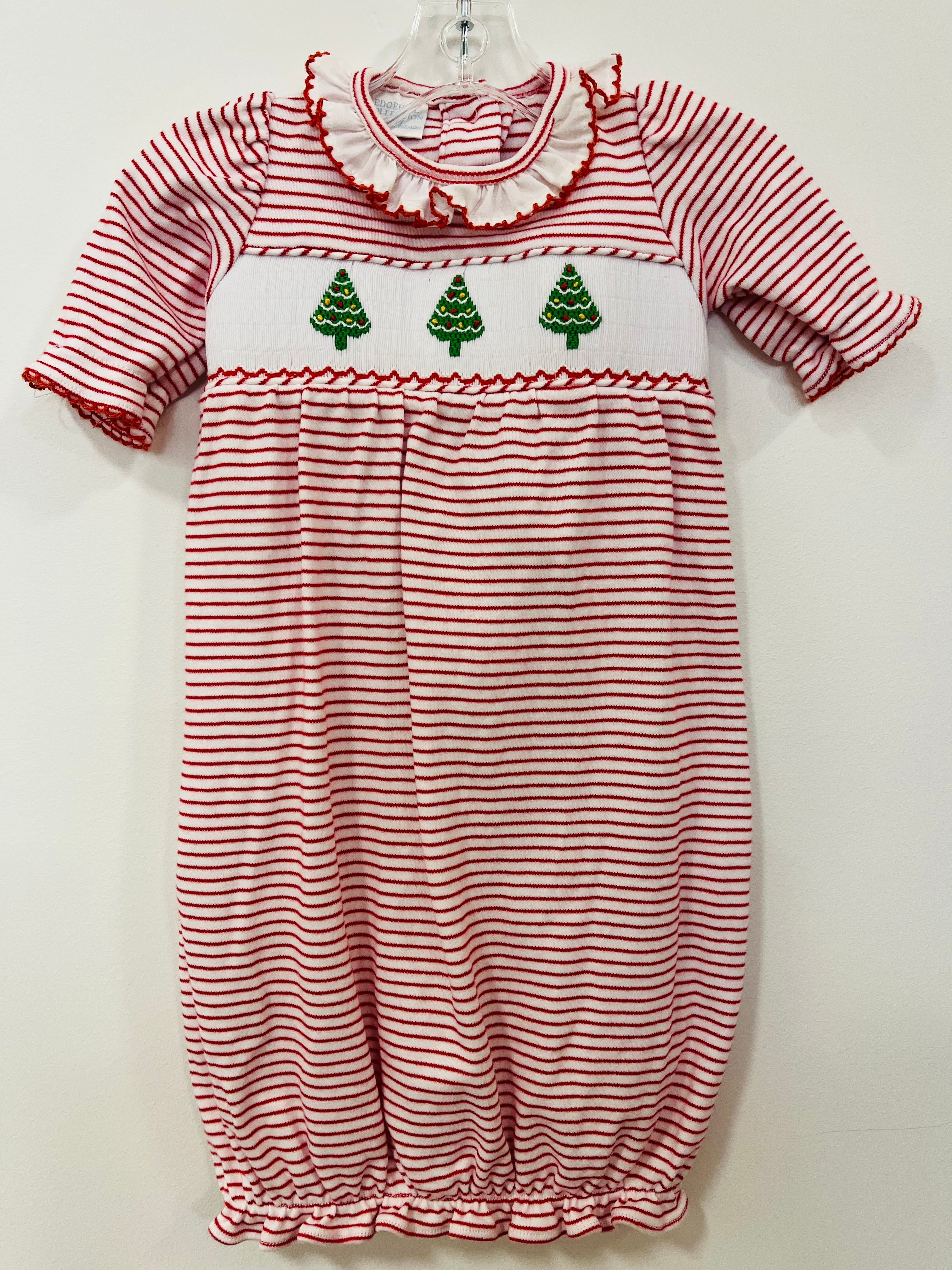 Gown Stripe Christmas Trees - 0-3mo