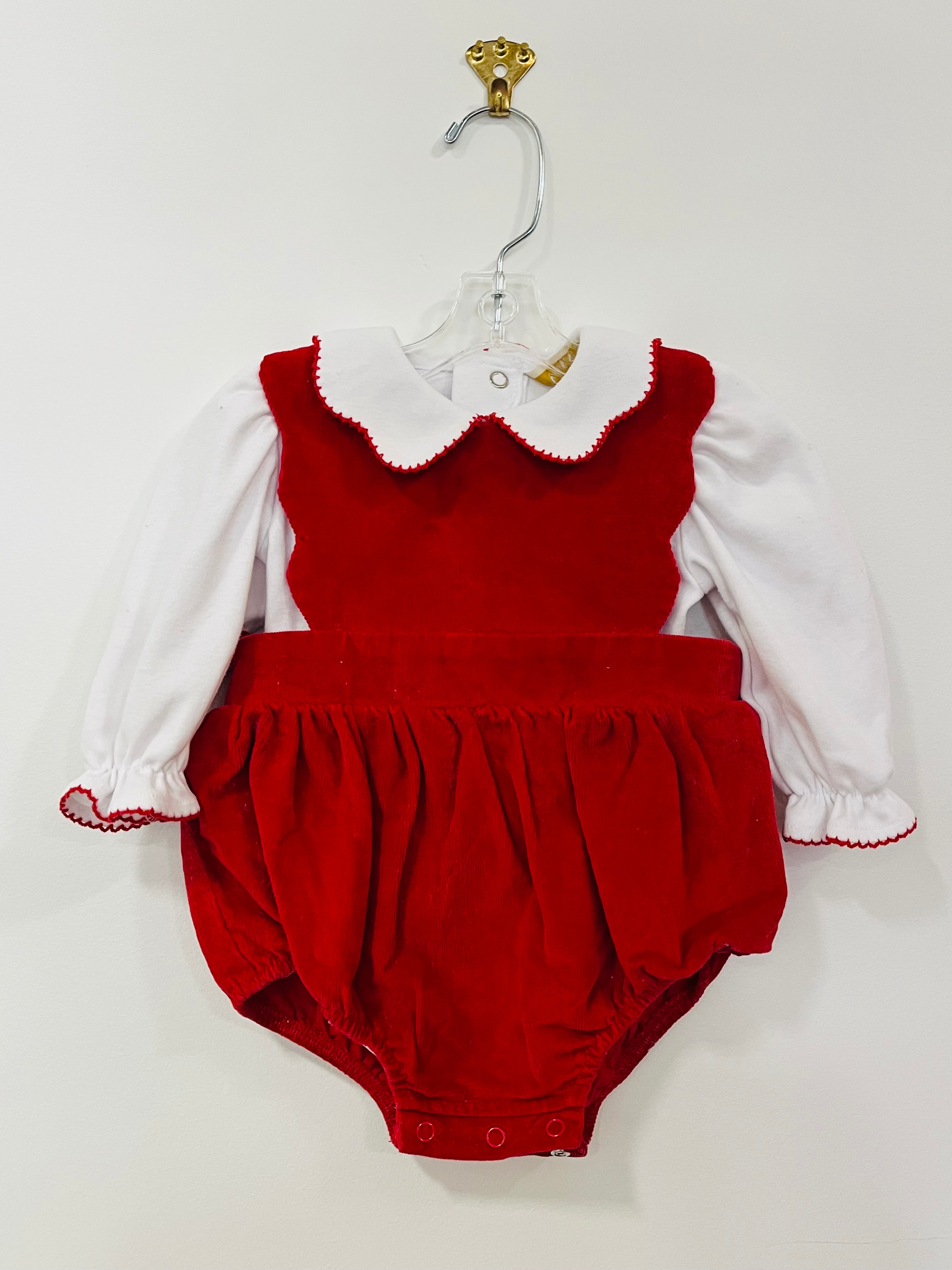 Bubble  Red Cord Bow Onesie - 6mo