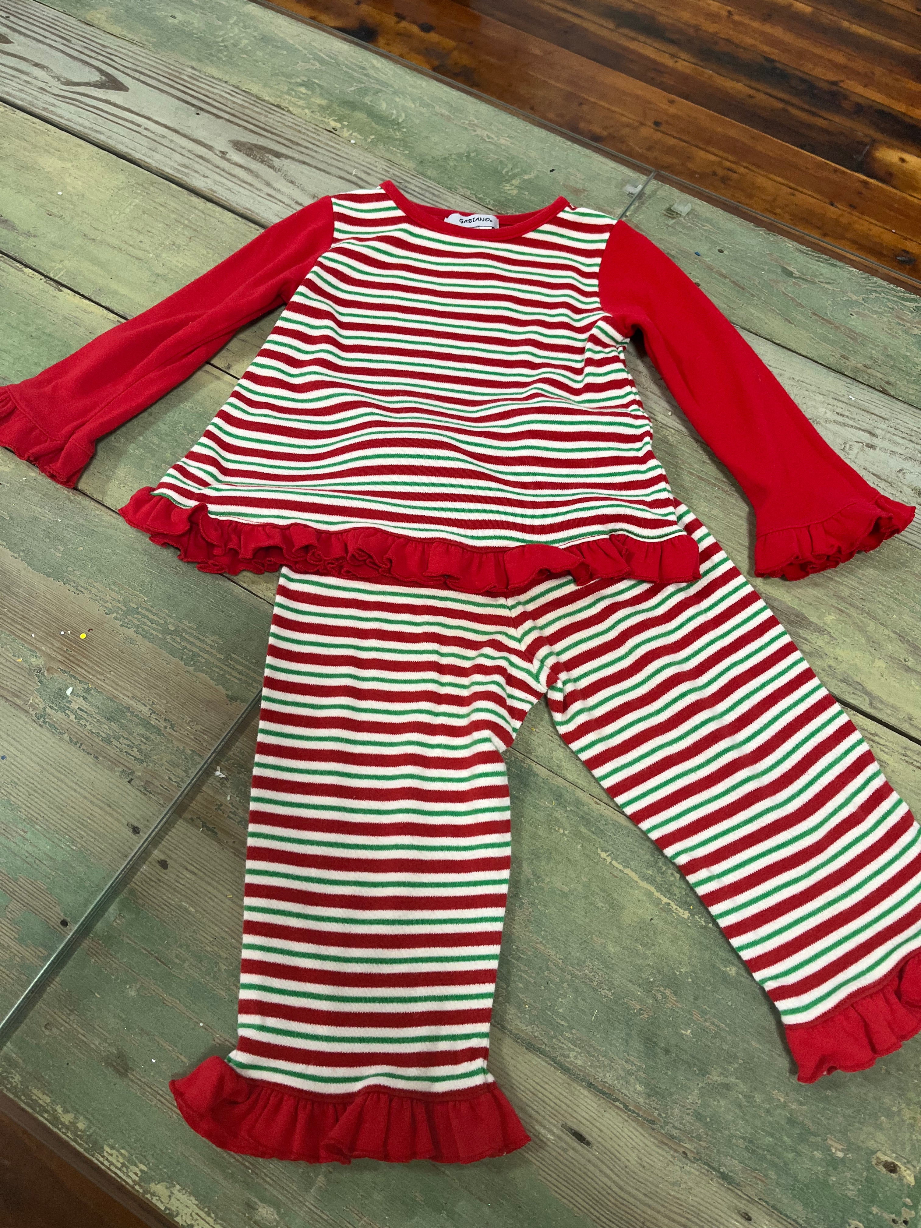 Pj Set Striped Christmas Ruffle - 2