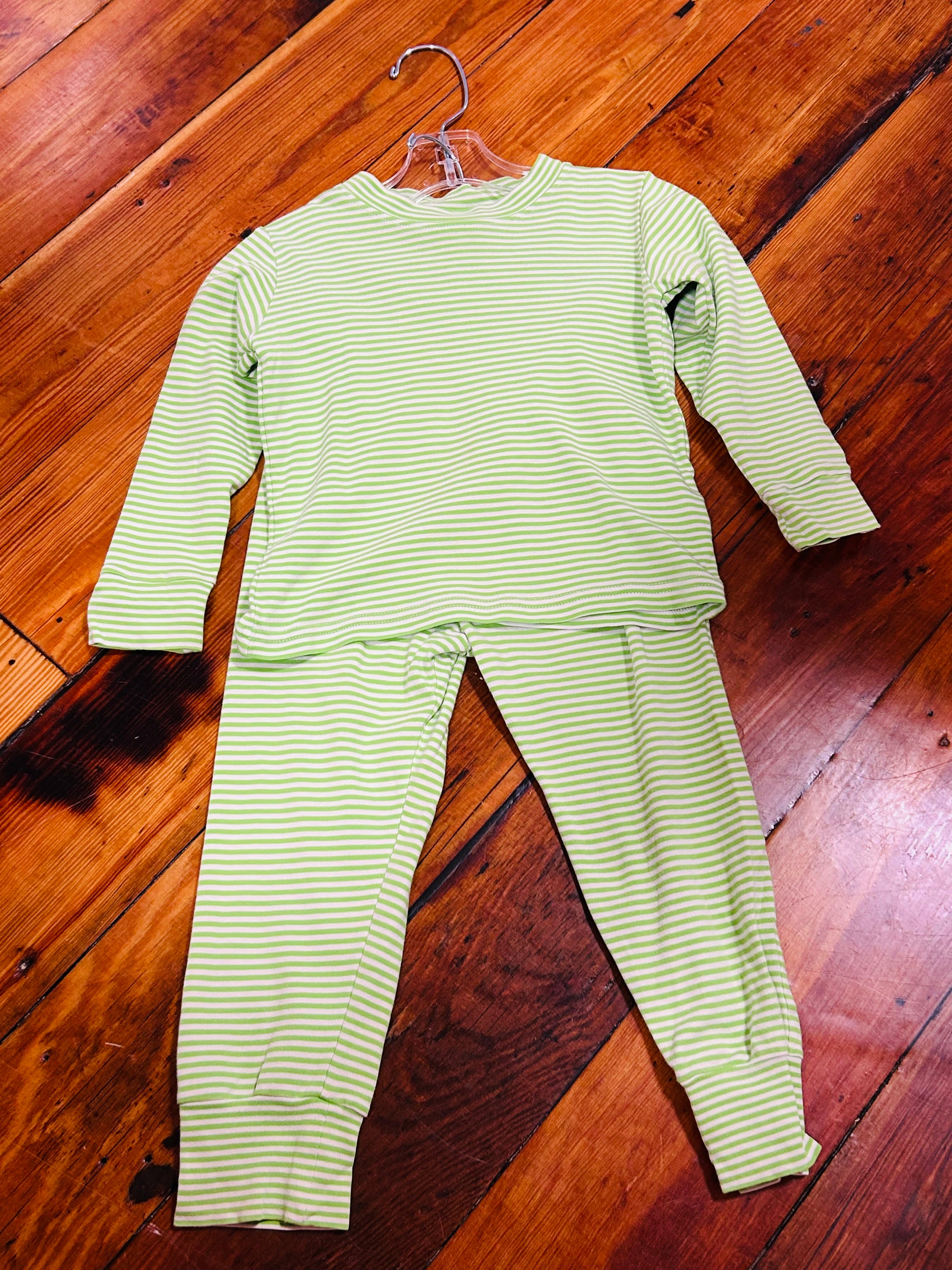 PJ 2 Pc Set Lime Stripe - 3T