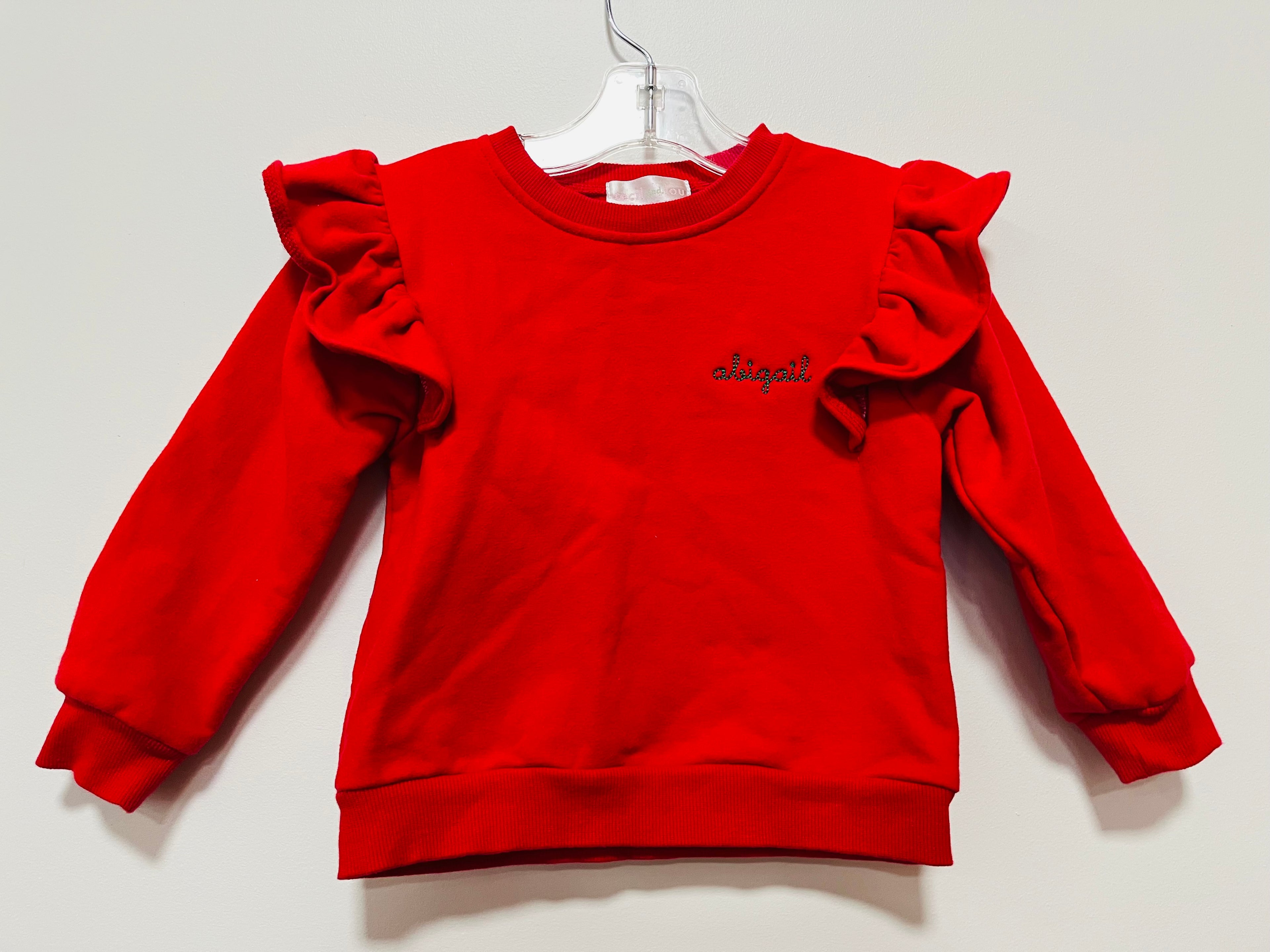Sweatshirt Red Ruffle "ABIGAIL "- 3T