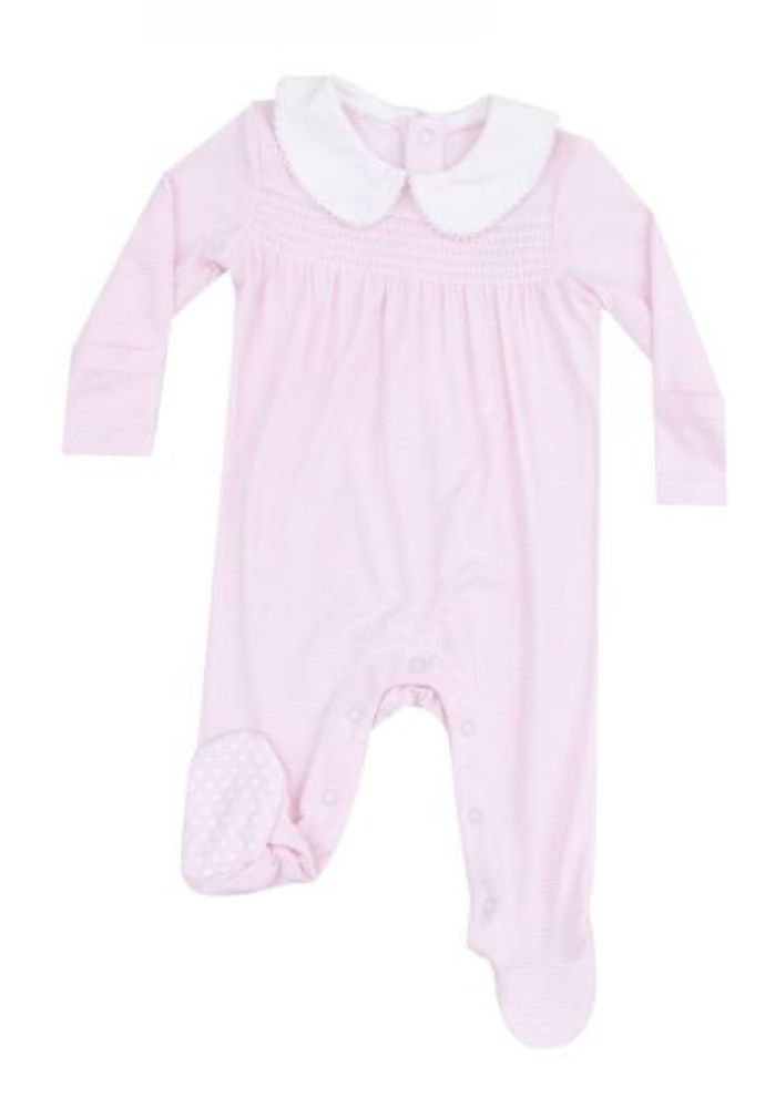 Footie Stripe Pink Smock - Klumpp